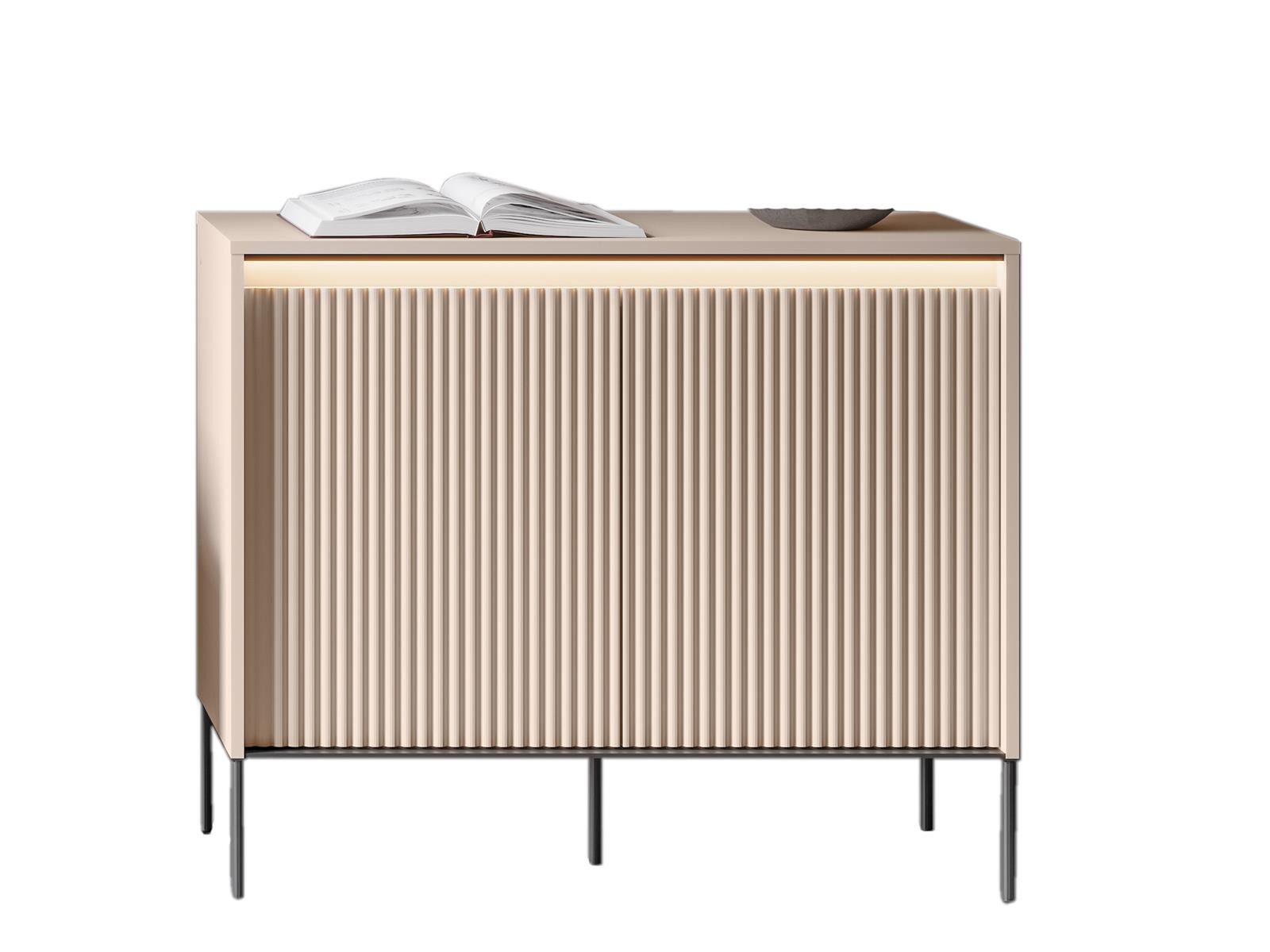Compleo Kommode mit gerifflete Front FLORE für Wohnzimmer, push to open