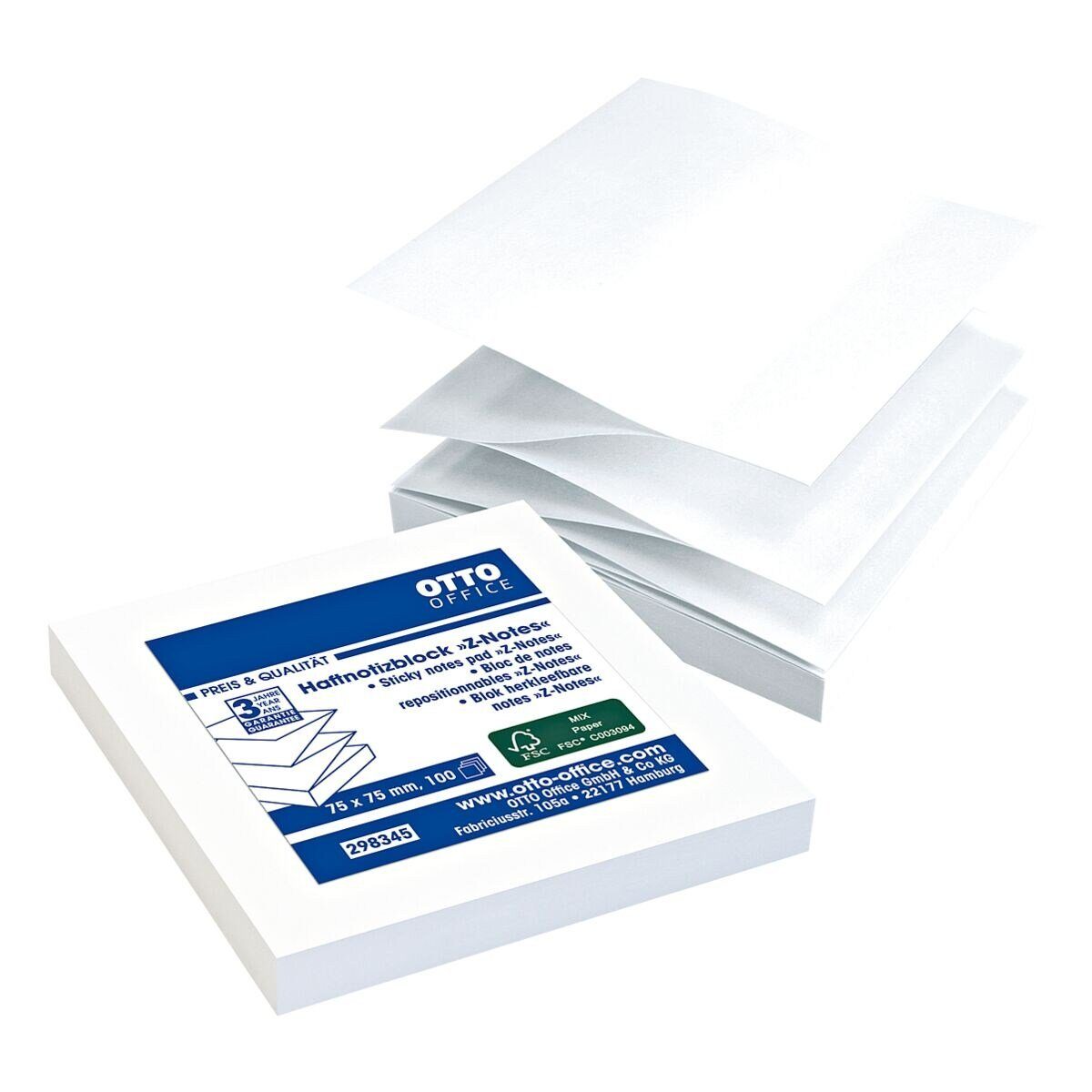 Otto Office Haftnotizblock Z-Notes, mit Z-Faltung