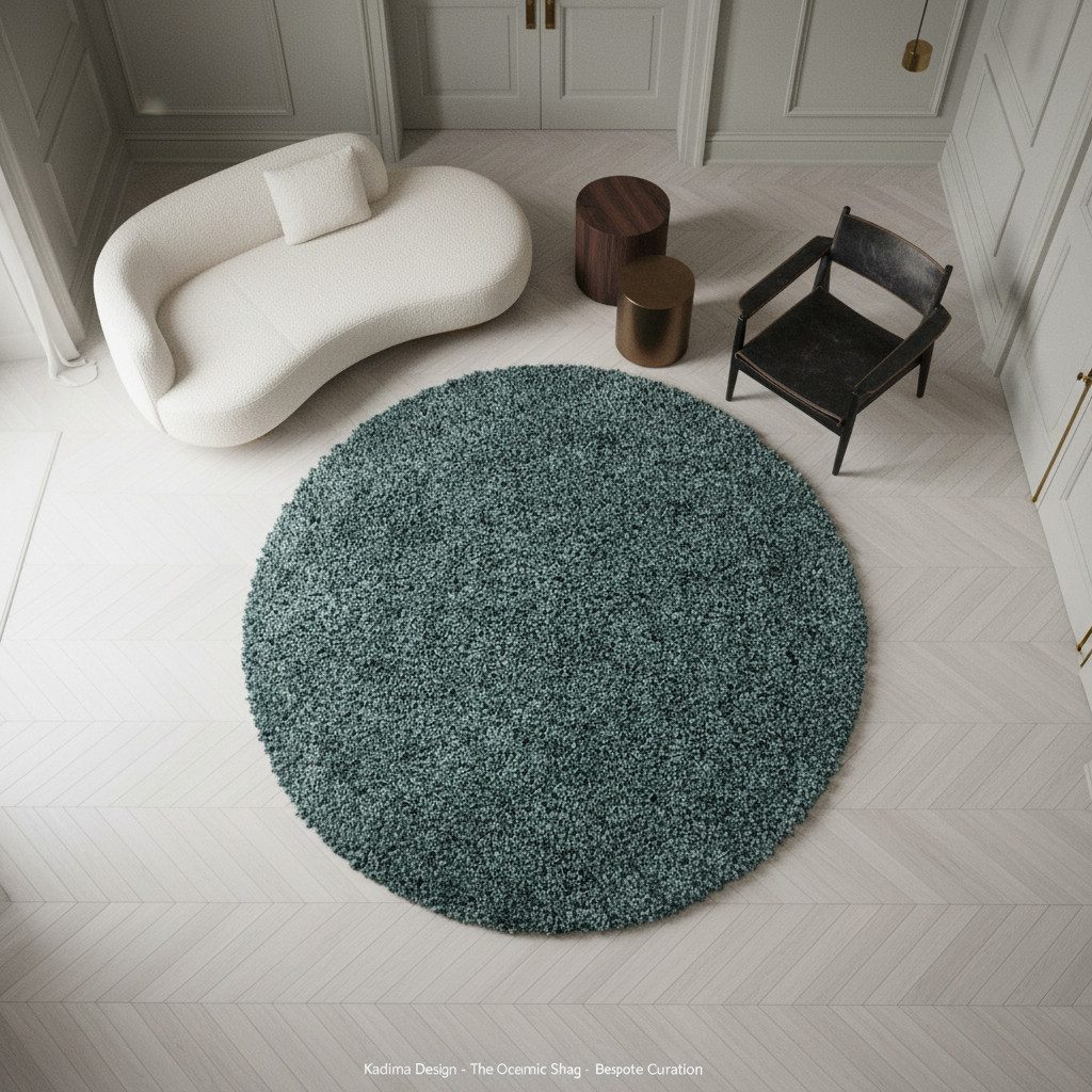 KADIMA DESIGN Teppich SPREE Shaggy Langflor Wohnzimmer Schlafzimmer Waschbar Flauschig, Rund, Höhe: 32 mm, Türkis, 80x80 cm, Wohnzimmerteppich Strapazierfähig Waschbar