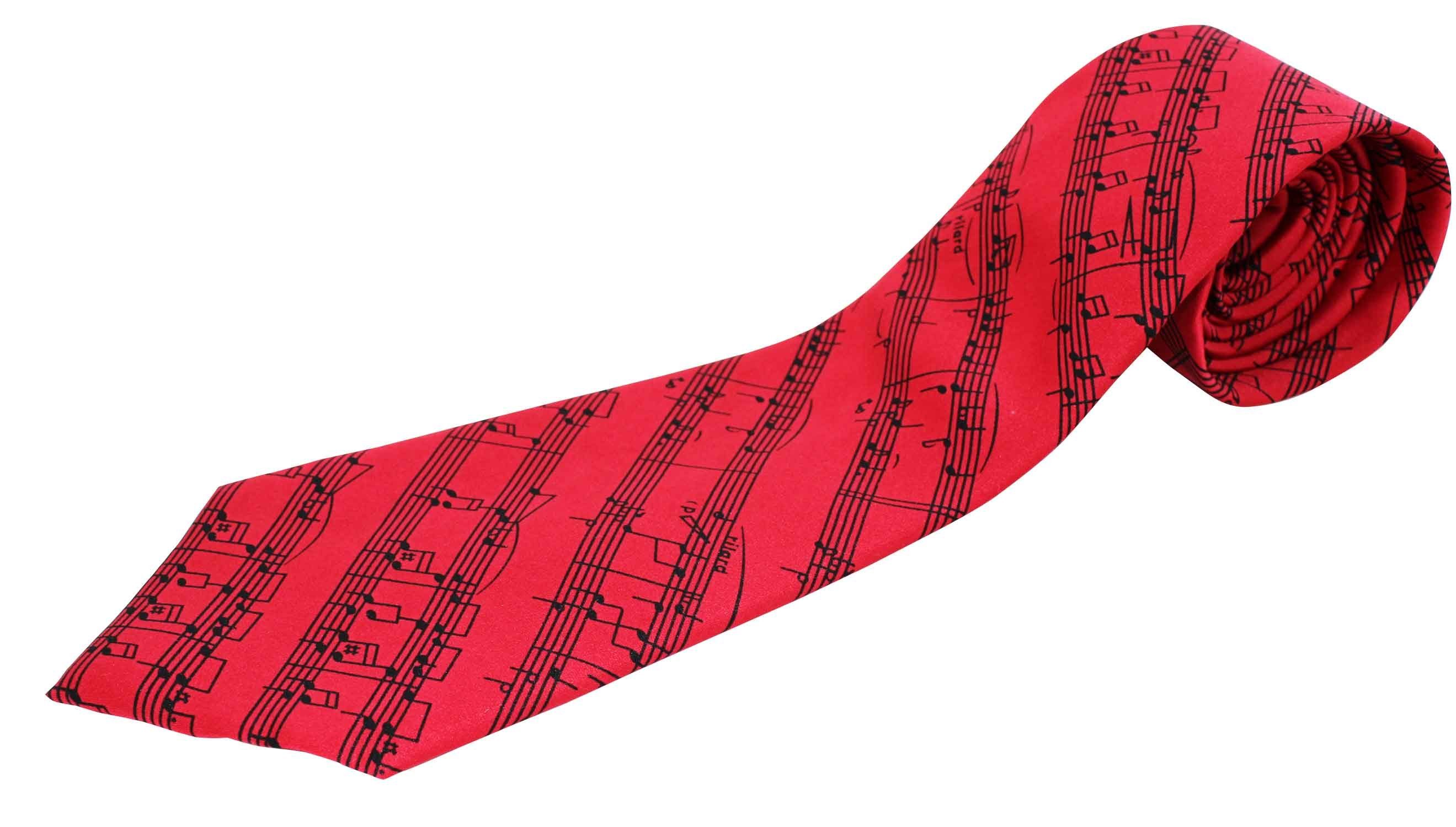 mugesh Krawatte Krawatte Notenlinien für Musiker rot/schwarz