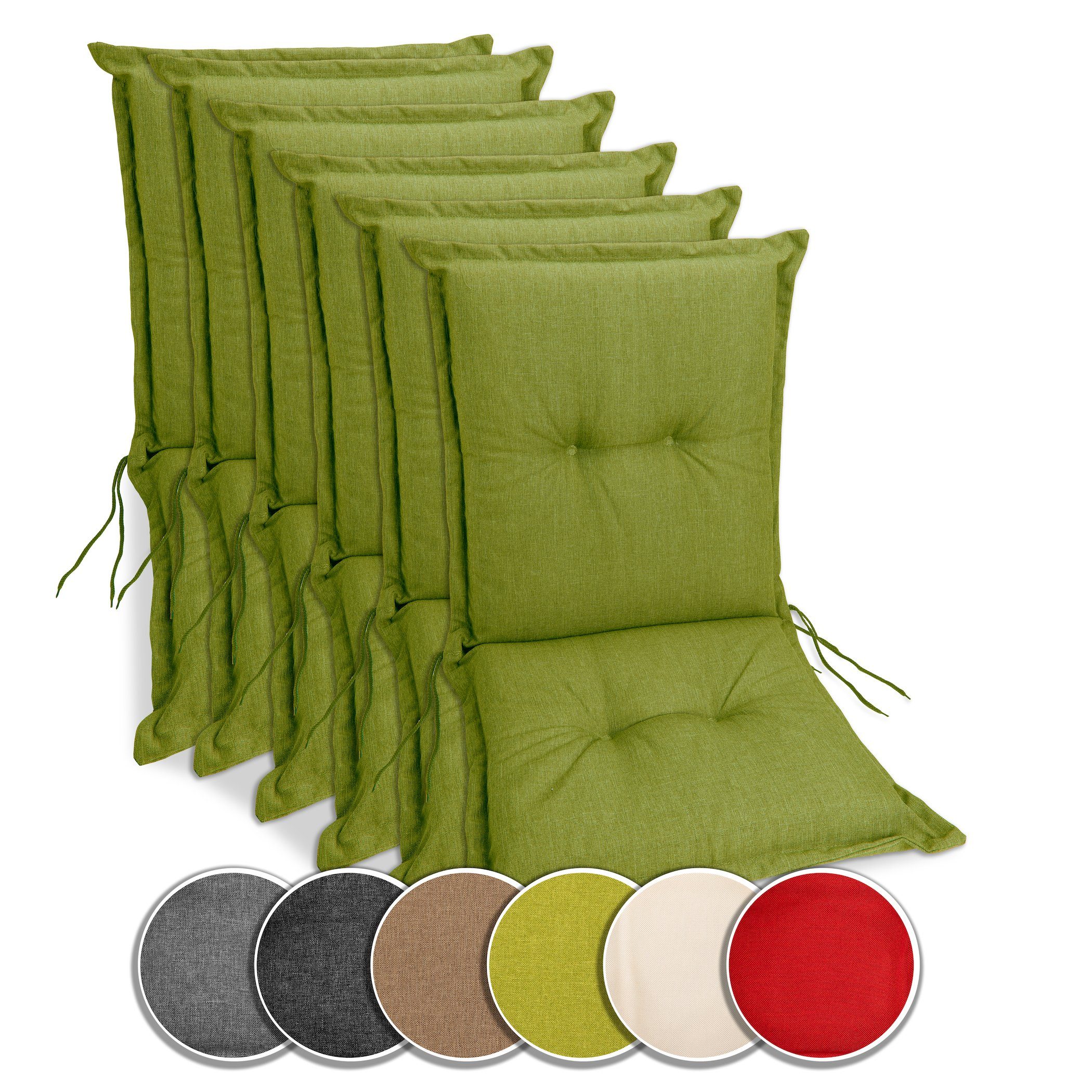 Liegenauflage x 9 x Outdoor Stuhlauflage Grün 50 cm, Stuhlkissen, / Gartenstuhlauflagen sunnypillow 100 Stück 6 Indoor