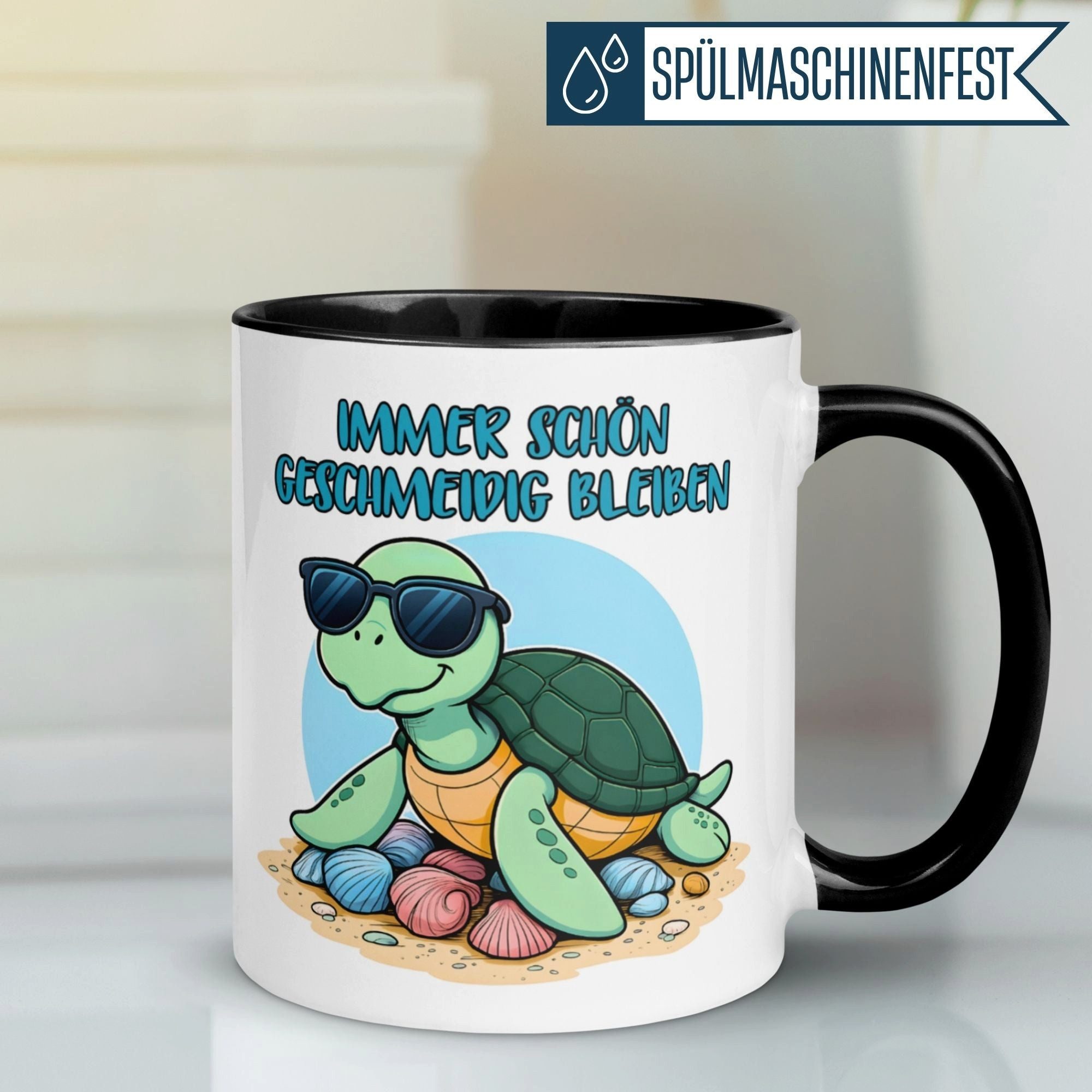 Momentals Tasse Schildkröte – Immer schön geschmeidig bleiben – Schildkröten Geschenk, Gratis Versand · Links-&Rechtshänder · Spülmaschinenfest