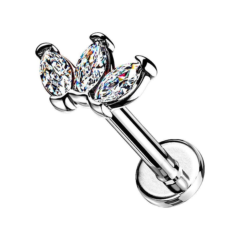 Taffstyle Piercing-Set Tragus Labret Piercing Stecker flach Kristall Marqui günstig online kaufen