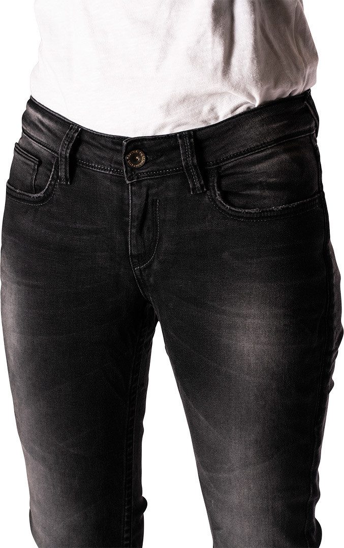 Rokker Motorradhose The Donna Black Damen Motorrad Jeans Knieprotektoren enthalten