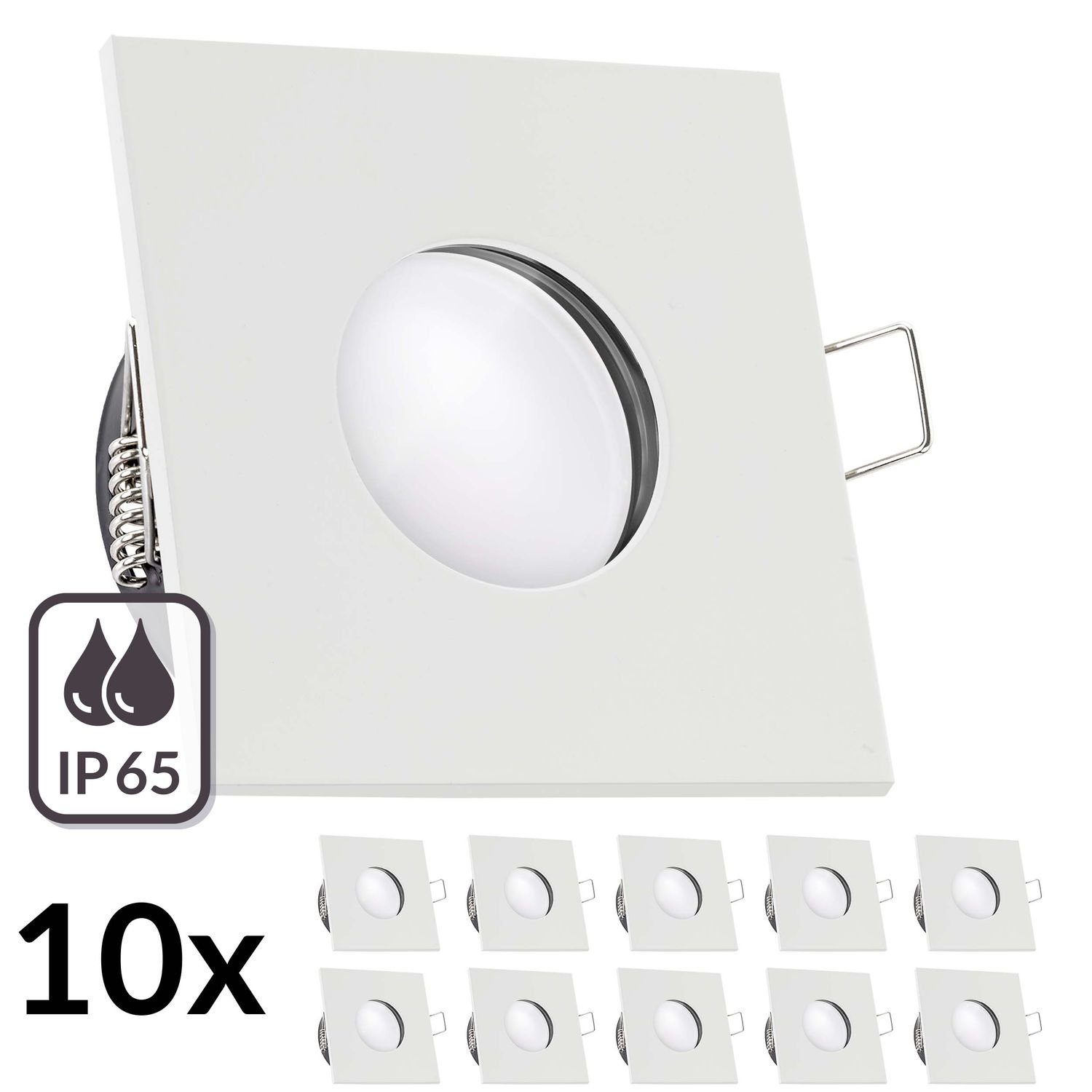 weiß LED CCT mit LEDANDO LED RGB extra 10er in IP65 Einbaustrahler Le flach Set Einbaustrahler 5W