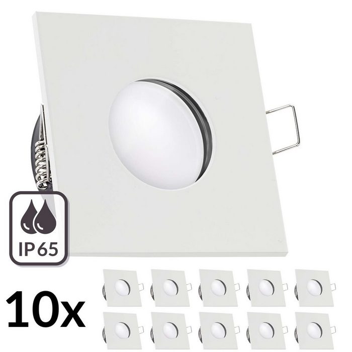 LEDANDO LED Einbaustrahler 10er IP65 RGB CCT LED Einbaustrahler Set extra flach in weiß mit 5W Leuchtmittel von LEDANDO - RGB + Warm bis Kaltweiß - inkl. WiFi APP-Steuerung - Tuya Smart Life - Badezimmer CN11159
