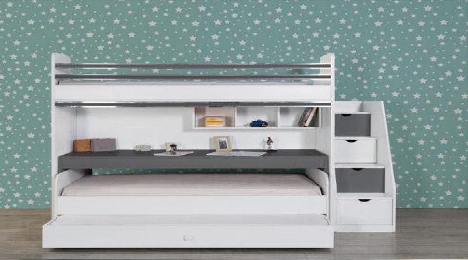 Xlmoebel Etagenbett Neues weißes Holz-Etagenbett für Kinderzimmer und Jugendzimmer. (Etagenbett), Hergestellt in Europa