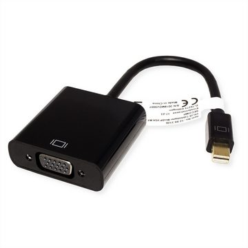 VALUE Mini DisplayPort-VGA Adapter, Mini DP ST - VGA BU Audio- & Video-Adapter Mini DisplayPort Männlich (Stecker) zu HD D-Sub 15-polig (HD-15), VGA Weiblich (Buchse), 15.0 cm, Aktiv