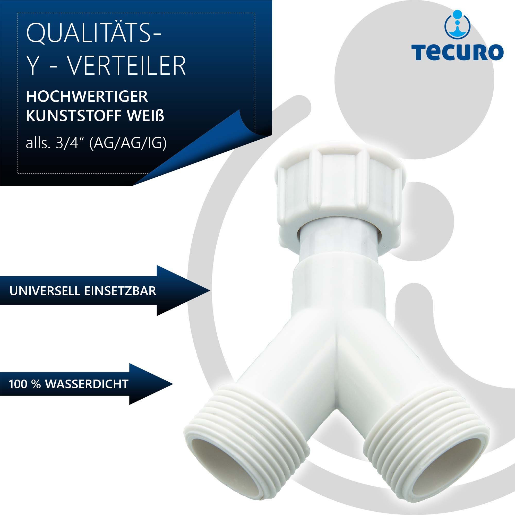 tecuro Gewindefitting 2-Wege Y-Verteiler Gabelstück allseitig 3/4 Zoll AG/AG/IG