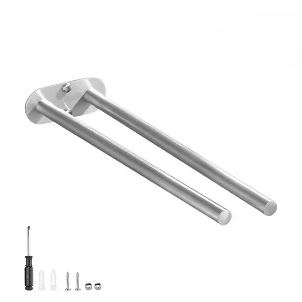 Venkuber Handtuchhalter Zweiarmiger Edelstahl-Handtuchhalter bad, 40 cm Wandmontage, Zweiarmig, 304 Edelstahl, gebürstet, korrosionsbeständig