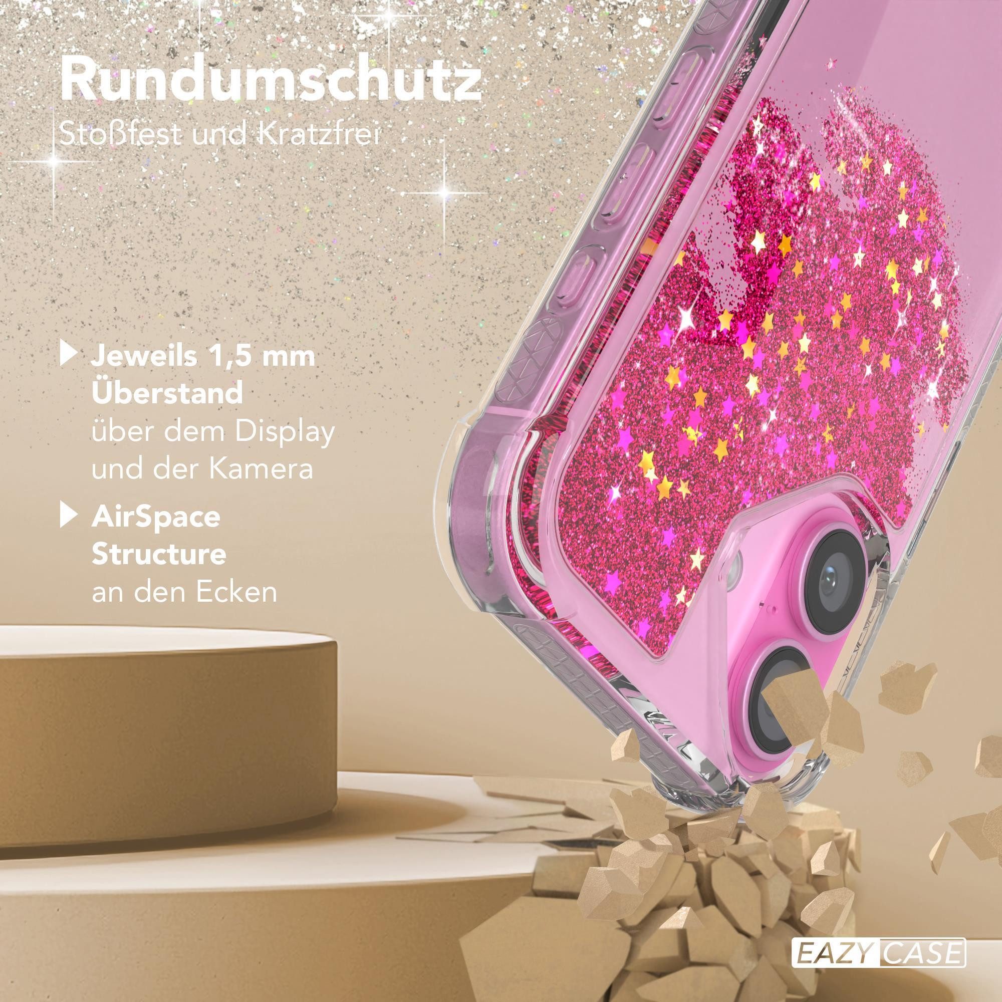 EAZY CASE Handyhülle Liquid Glittery Case für Apple iPhone 16 6,1 Zoll, Glitzerhülle Shiny Slimcover stoßfest Durchsichtig Bumper Case Pink – Bild 5 von 5
