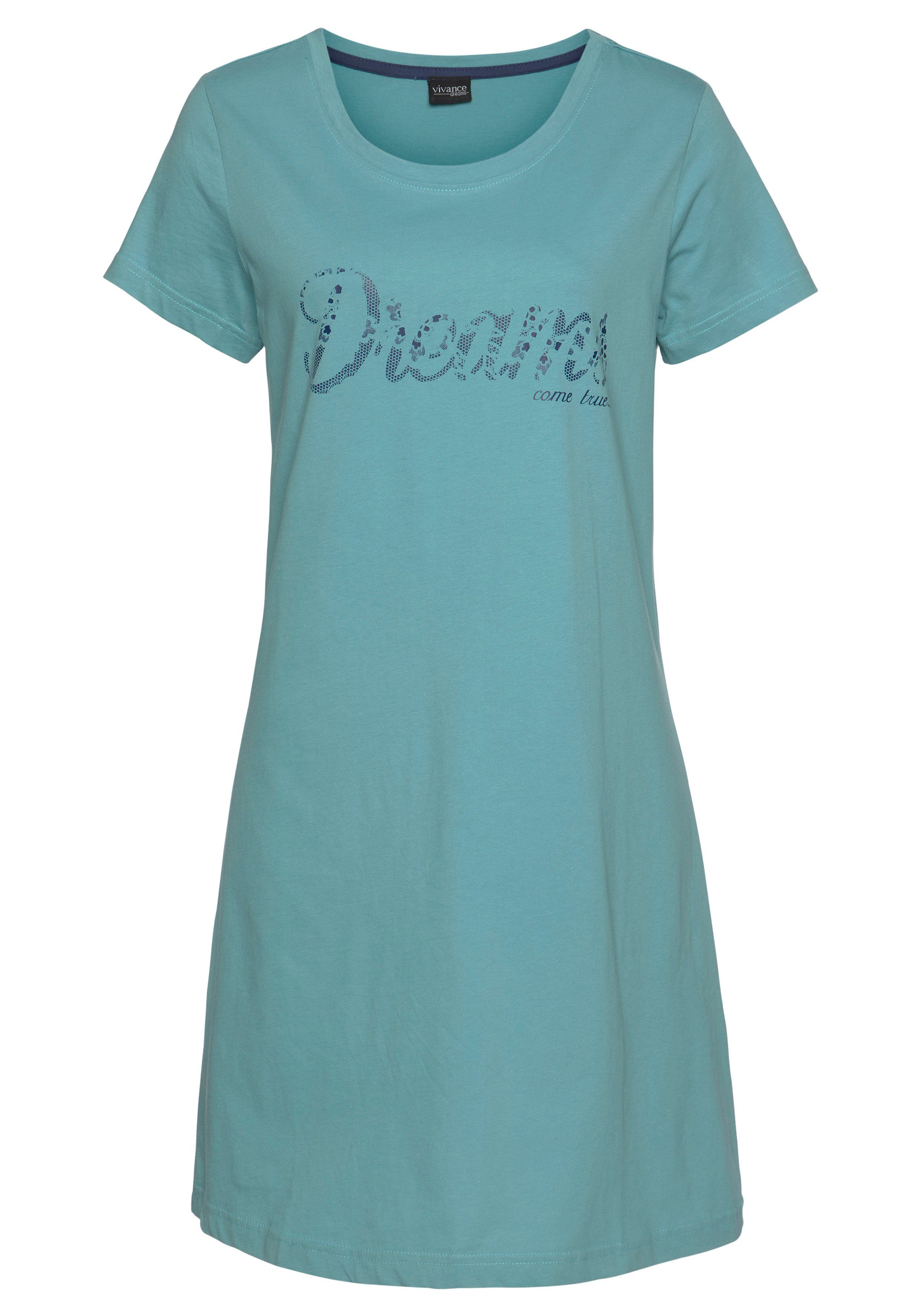 Vivance Dreams dunkelblau Spitzenoptik Sleepshirt mit (2er-Pack) Print in blau