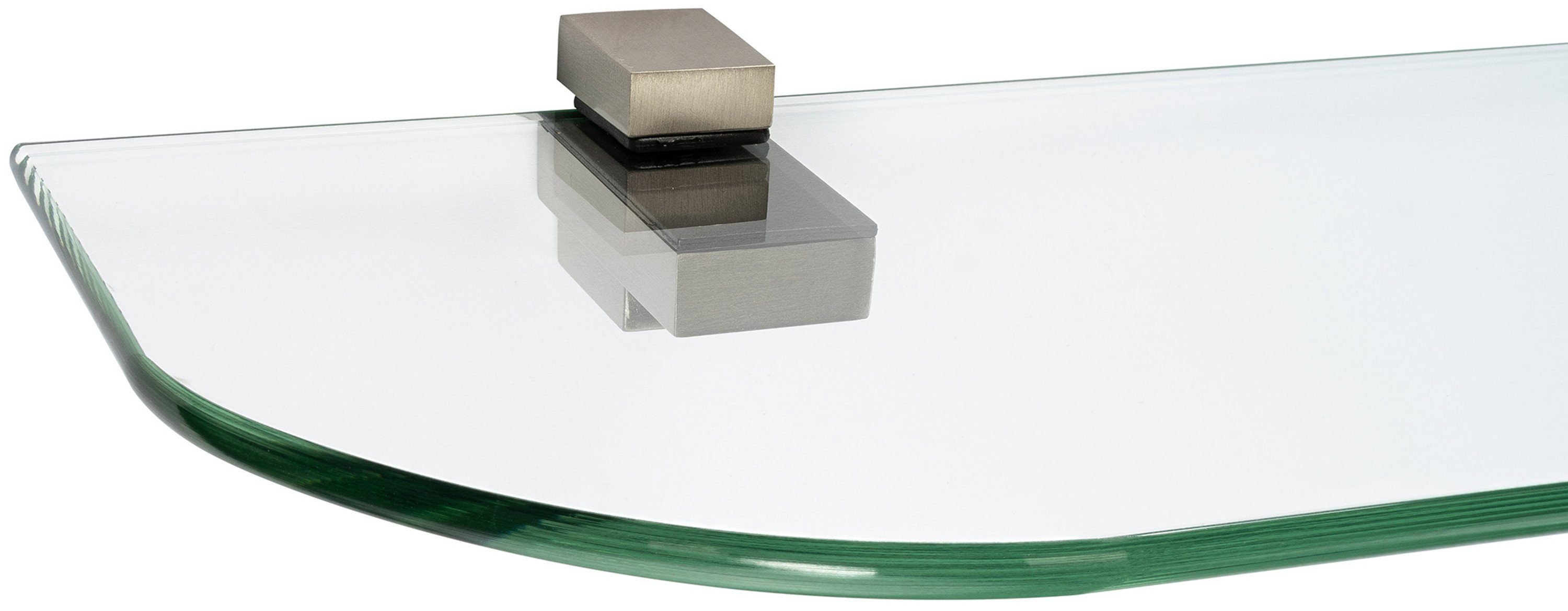 ib style Wandregal Glasregal 6mm klar 40 x 15 cm + Clip KUBI Edelstahloptik, Glasboden aus ESG-Sicherheitsglas - Wandregal