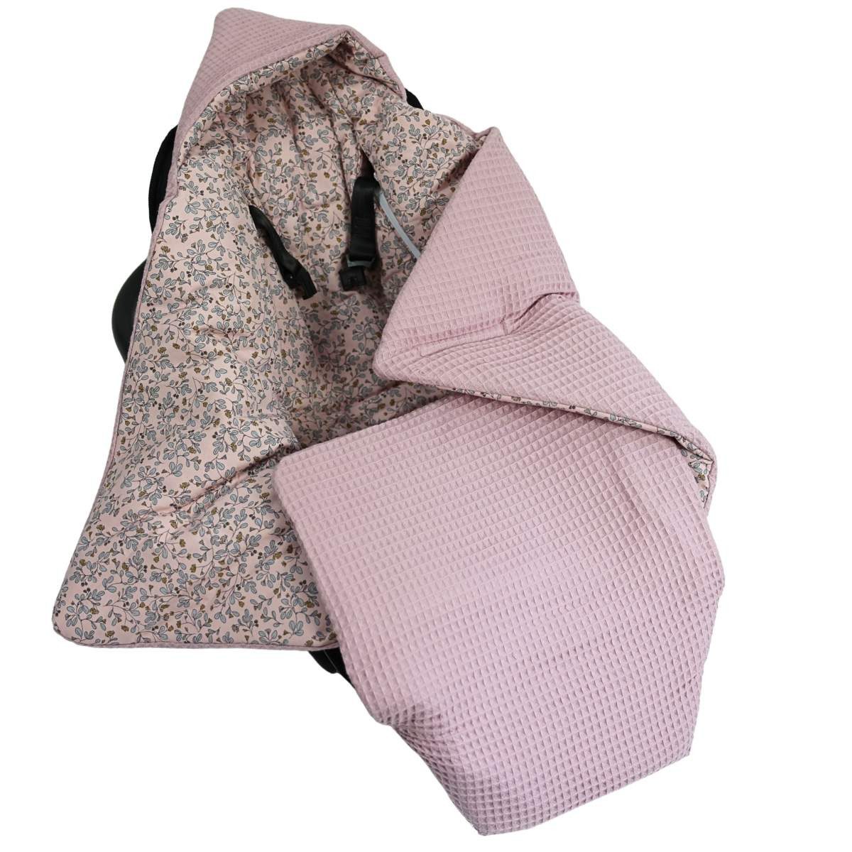 Babydecke Einschlagdecke Waffelmuster mauve/Blumenranken rosa, HOBEA-German günstig online kaufen
