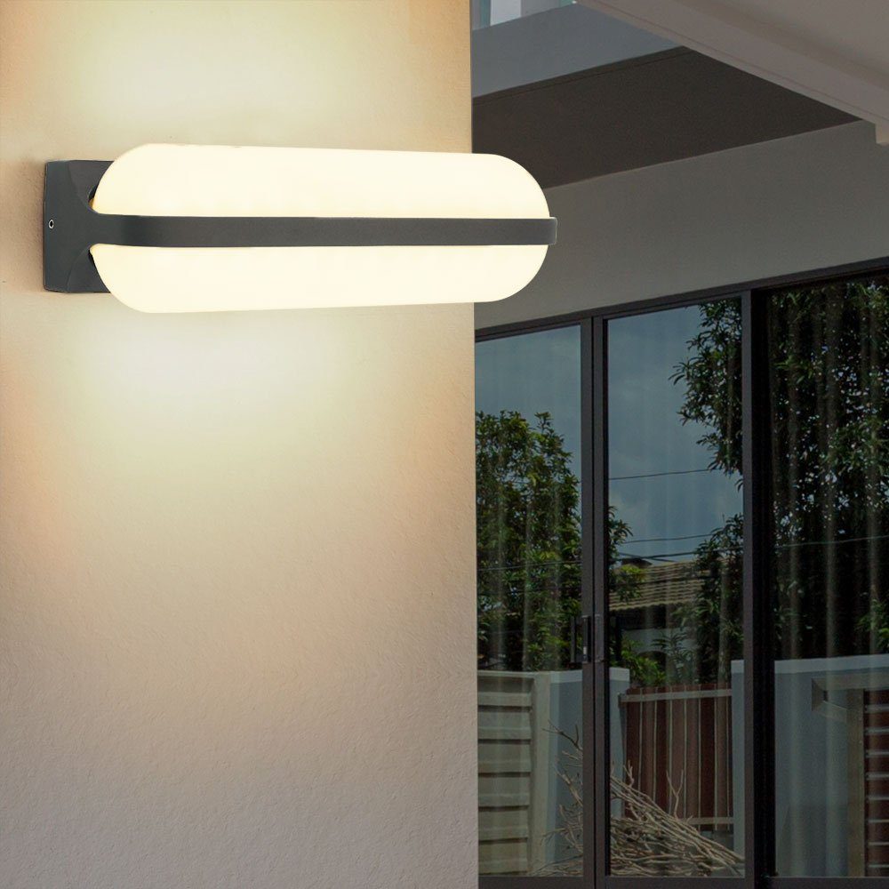 etc-shop Außen-Wandleuchte, LED-Leuchtmittel fest verbaut, Warmweiß, Außenleuchte LED Wandlampe UP & DOWN Leuchte Gartenlampe IP54 ALU