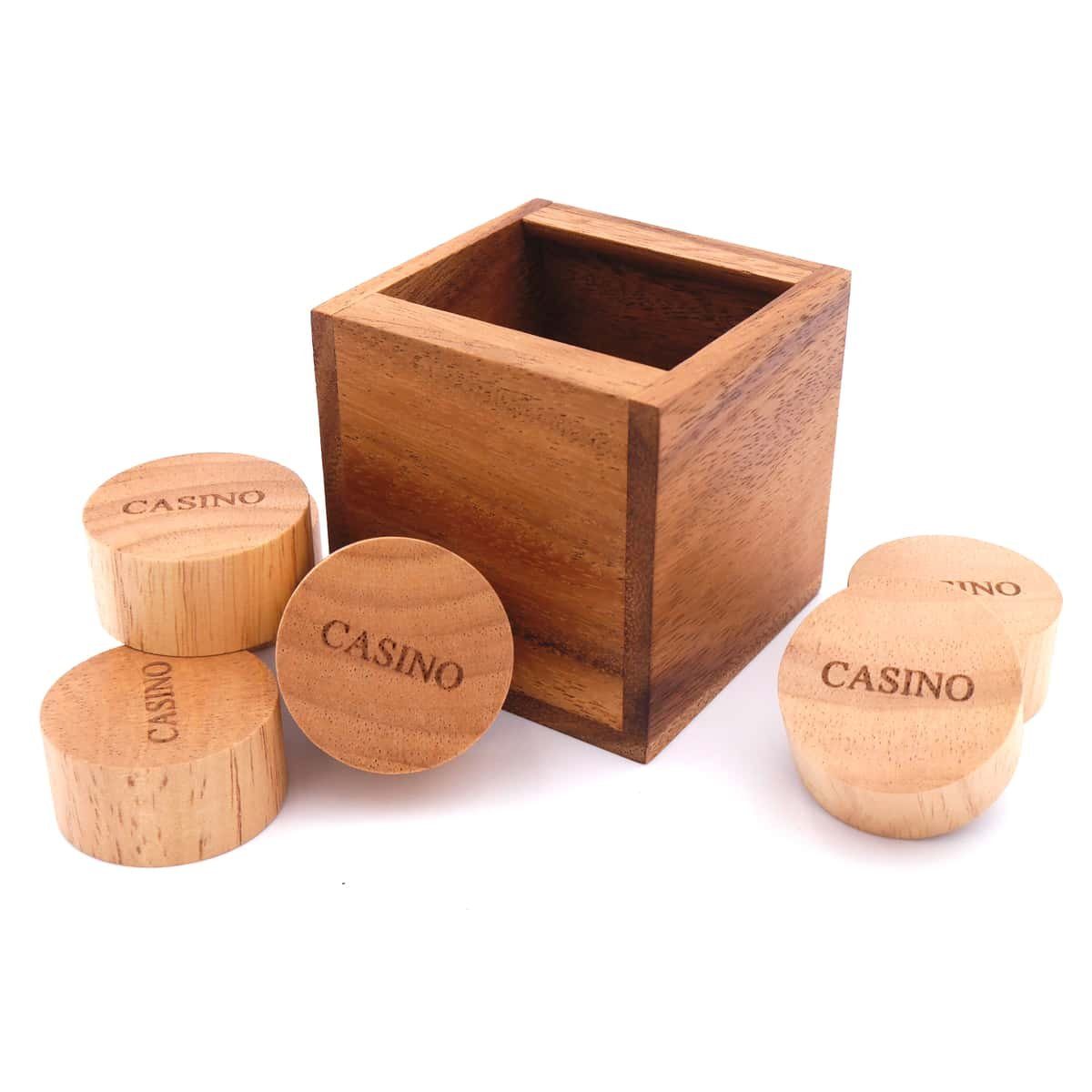 ROMBOL Denkspiele Spiel CASINO - prämiertes, originelles Holz-Denkspiel inkl. Baumwollbeutel, Knobelspiel, exklusiv nur bei uns