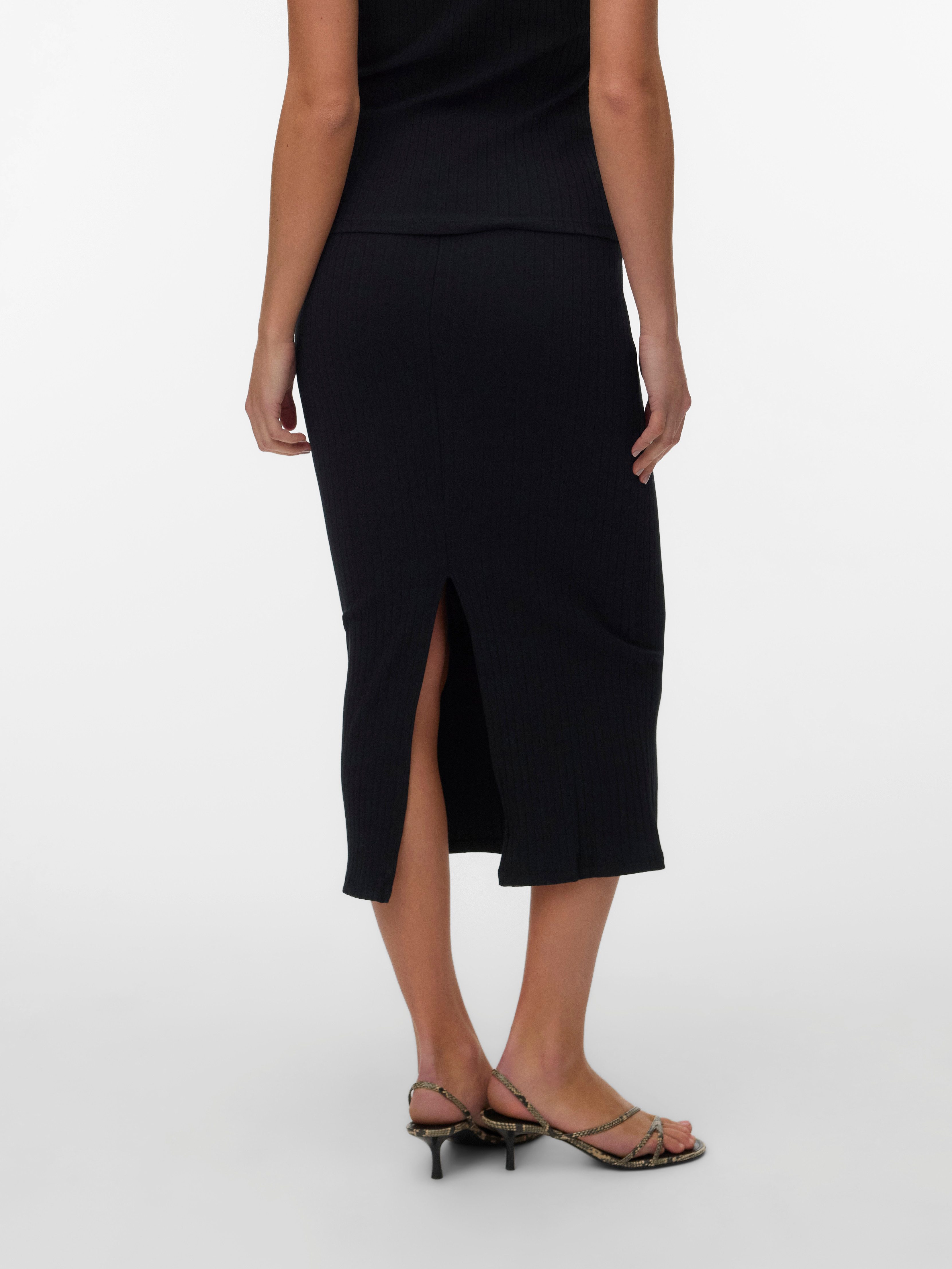 Vero Moda Maxirock VMRUBY NW ANKLE SKIRT JRS NOOS elastische Baumwollmischung, Gehschlitz