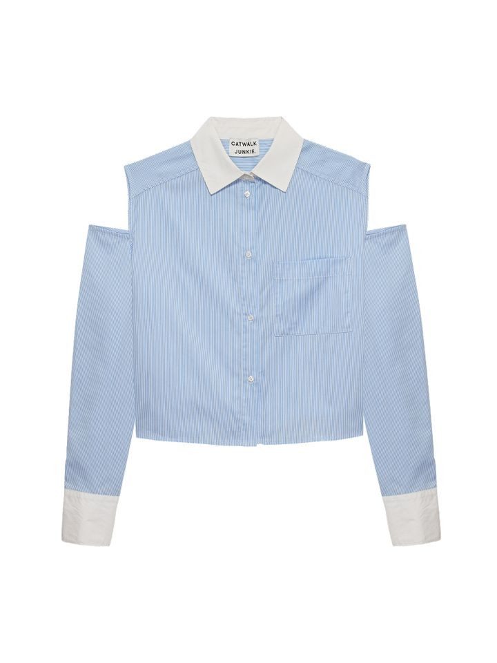 Catwalk Junkie Langarmbluse - modische Streifenbluse mit Hemdkragen und Schulter Cutouts