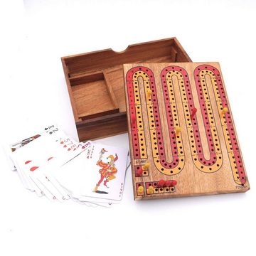 ROMBOL Denkspiele Spiel, Brettspiel Cribbage - tolles, spannendes Kartenspiel für 2 Personen aus Holz, Holzspiel