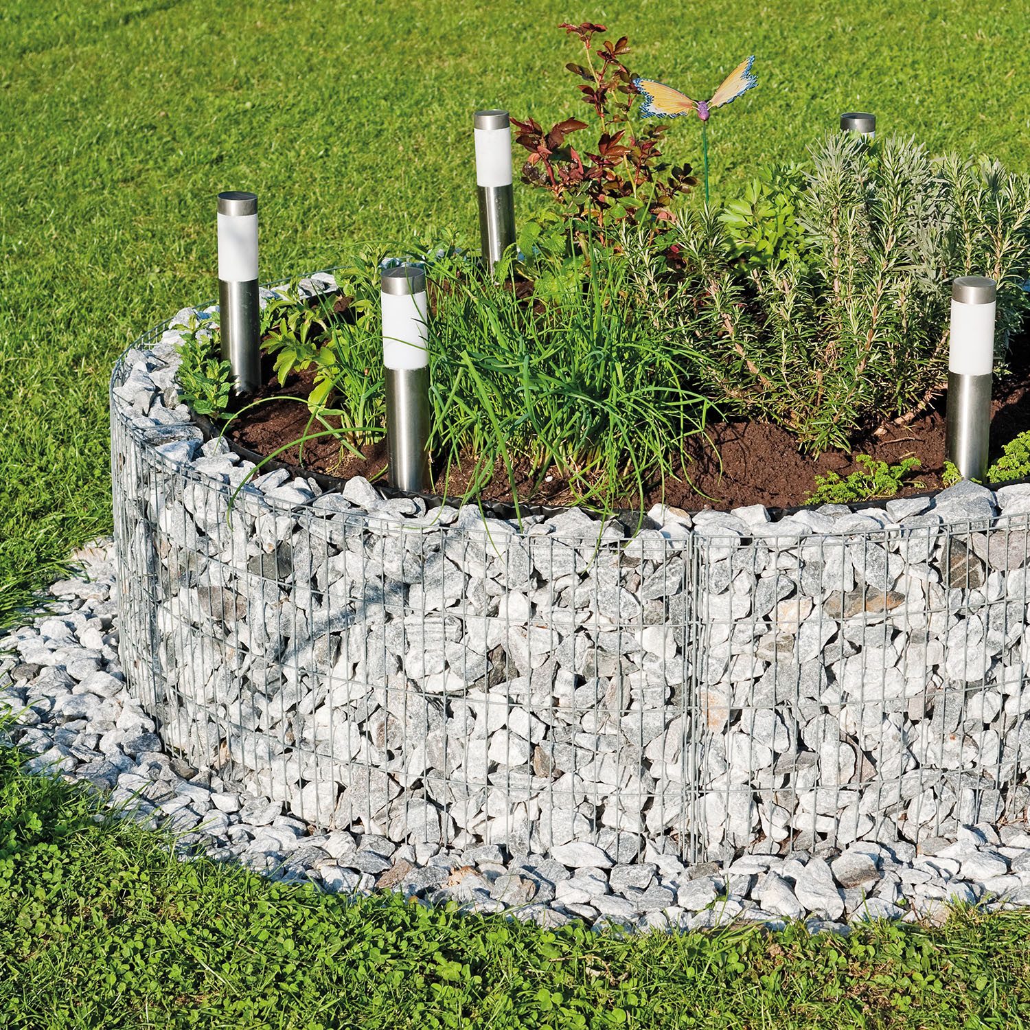 Bellissa Hochbeet Gabionen-Hochbeet rund 146/126cm H:40cm Gabionenkörbe DIY-Bausatz