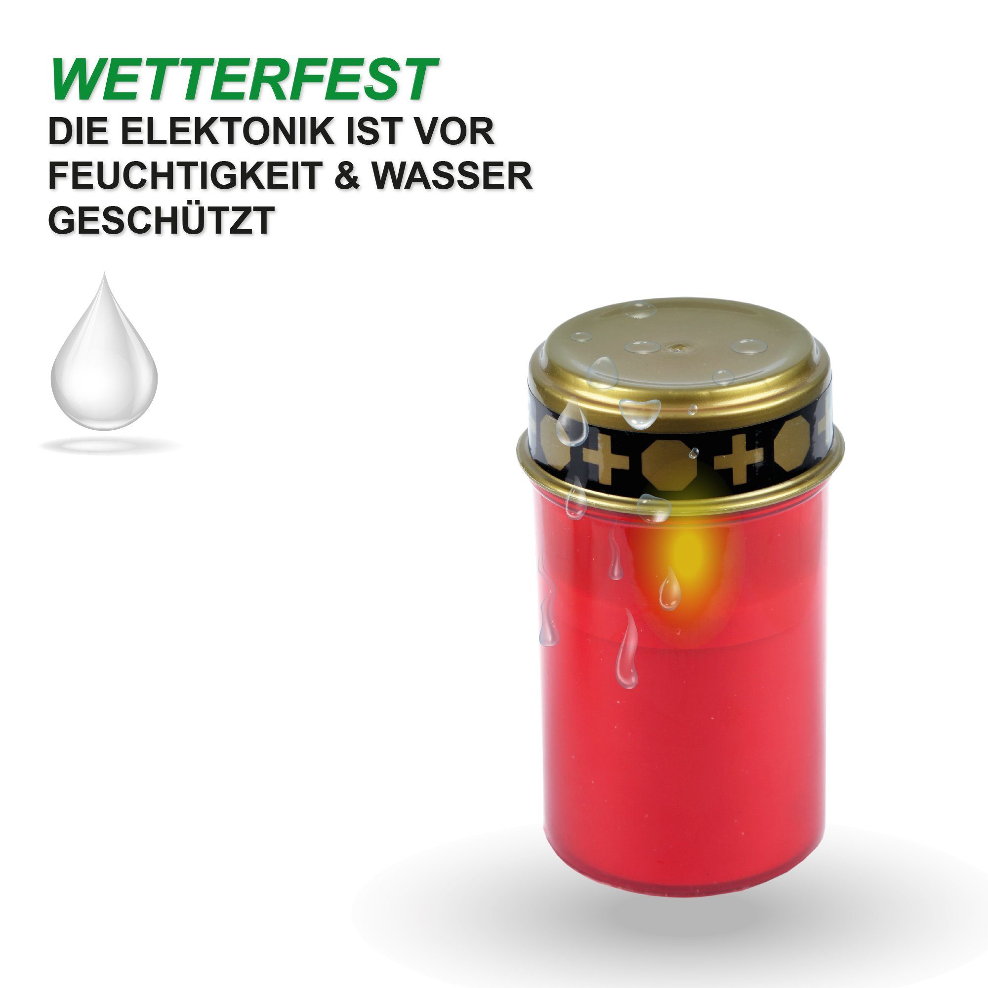 Bestlivings Grabkerze LED wetterfest, Batteriebetrieb (8-tlg), realistischer Flackereffekt, wiederverwendbar, 5-6 Wochen Leuchtdauer – Bild 3 von 5