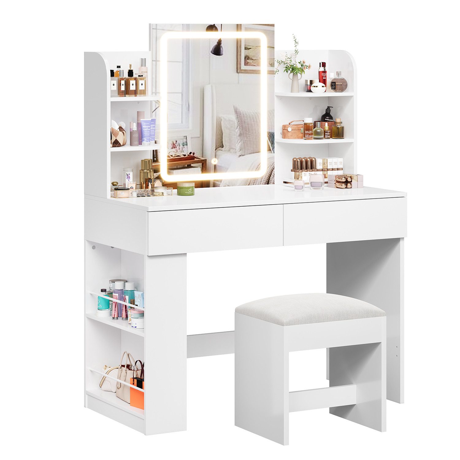 Furnicopia Schminktisch 90/110 cm, LED-Beleuchtung mit günstig online kaufen