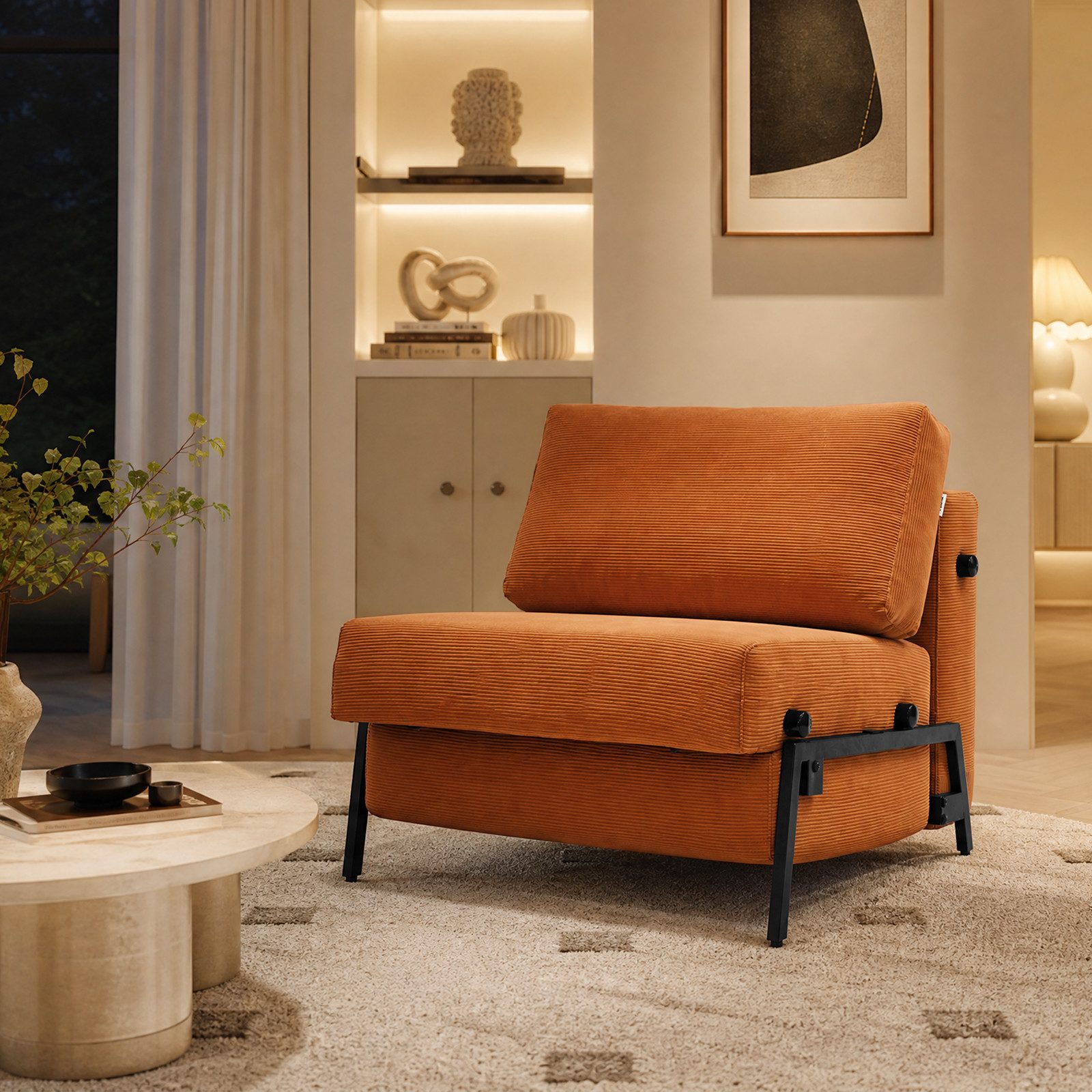 Woltu Schlafsofa, Schlafsessel mit abnehmbarem Kissen und klappbaren Beinen