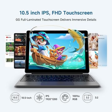 ALLDOCUBE Tablet (10,5", 128 GB, Windows 11, Tablet PC mit Tastatur Windows 11 Celeron N4120 FHD IPS WiFi HDMI)