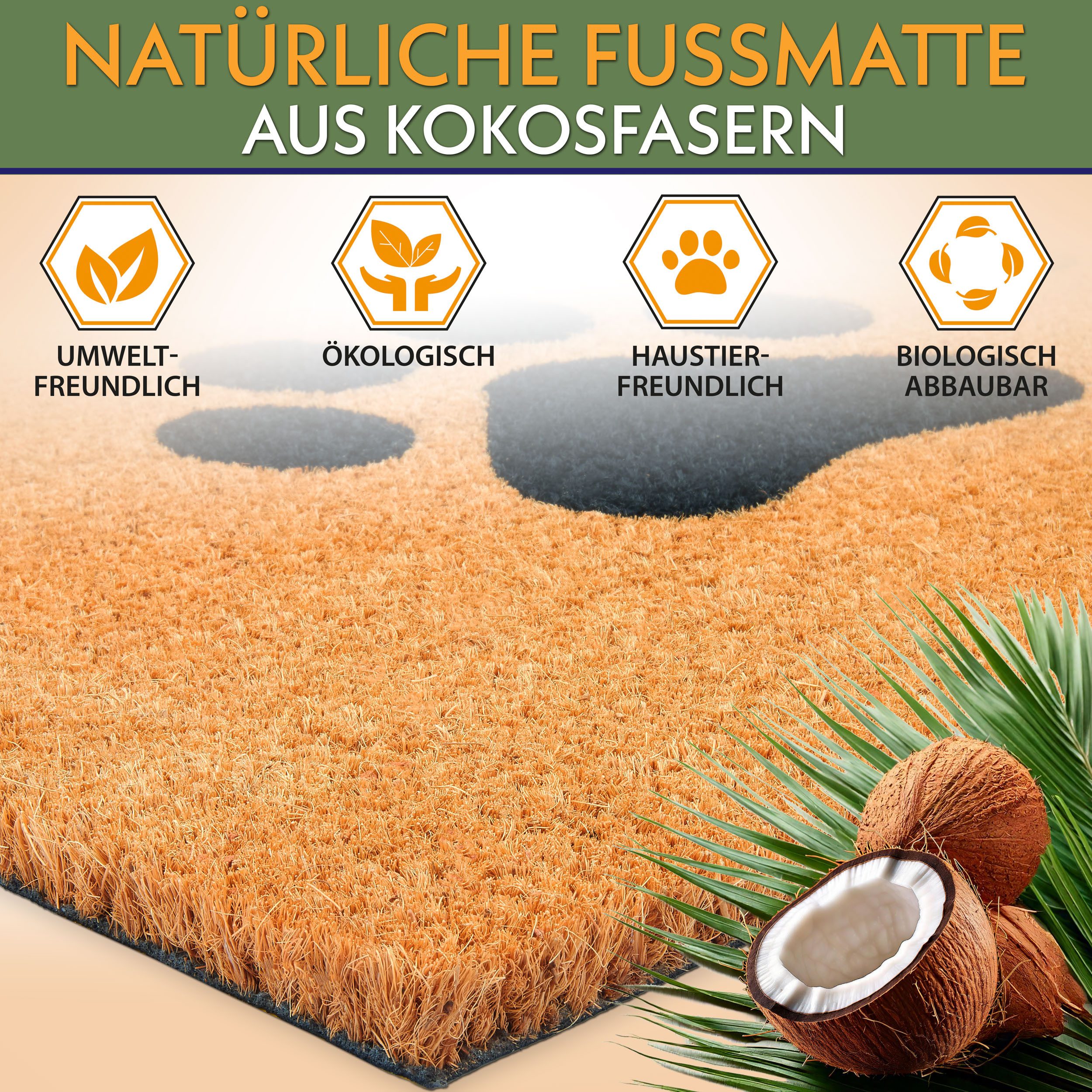 BRUBAKER Fußmatte Pfoten - 45 x 75 cm Hunde und Katzen - Fußmatte für Außen und Innen, Türvorleger für Hundebesitzer & Katzenbesitzer, Höhe: 15 mm, Schmutzfangm – Bild 5 von 5