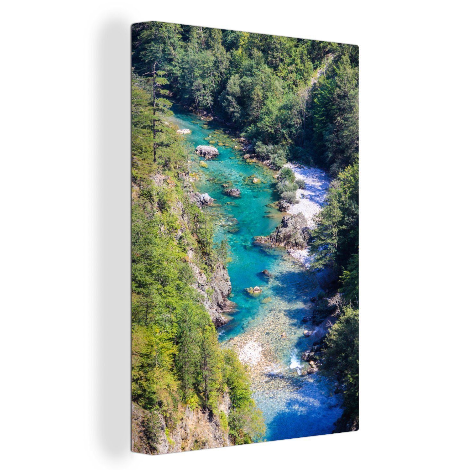 OneMillionCanvasses® Leinwandbild Der türkisfarbene Fluss Tara im Durmitor-Nationalpark in Montenegro, (1 St), Leinwandbild fertig bespannt inkl. Zackenaufhänger, Gemälde, 20x30 cm