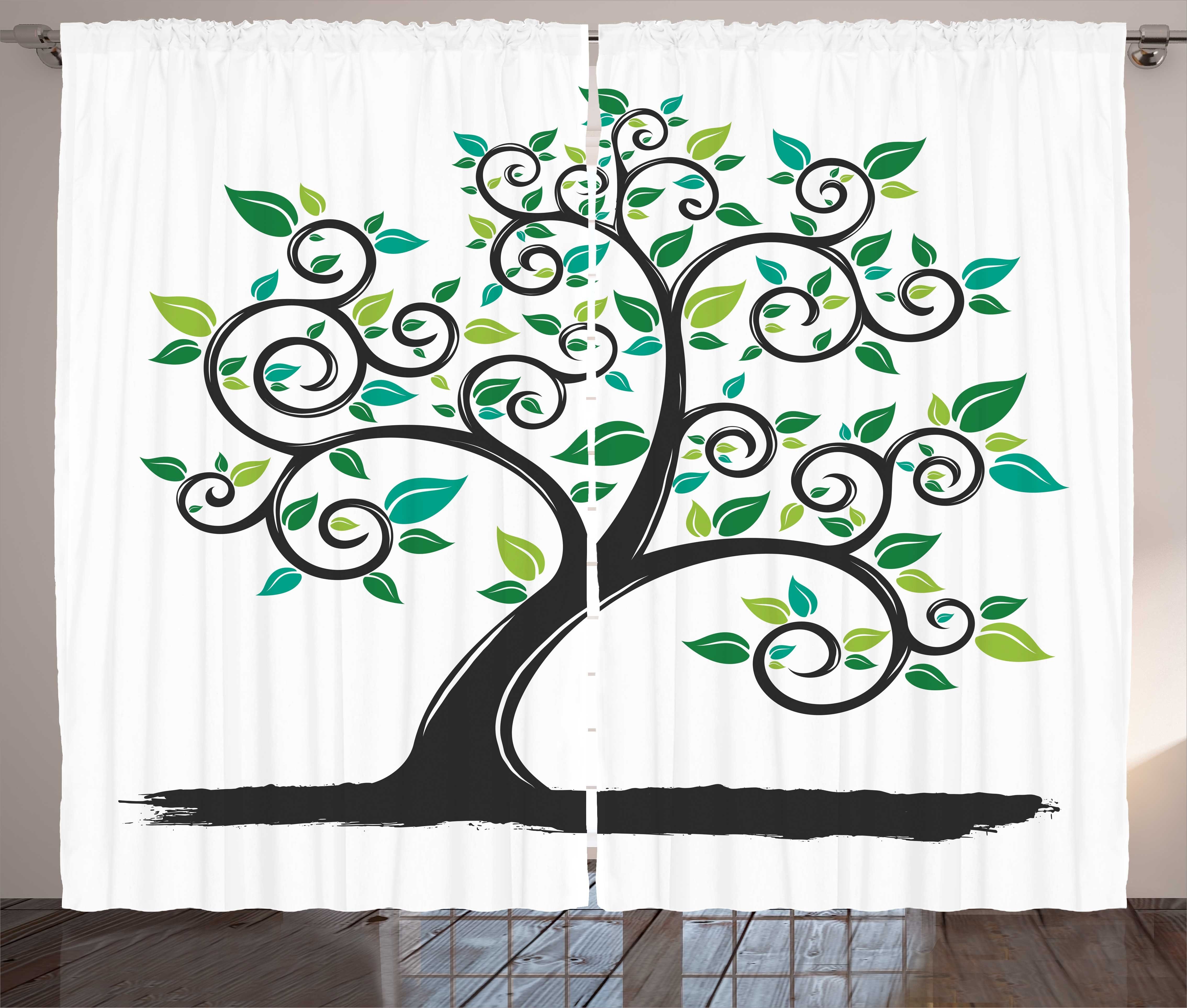 Kräuselband Schlafzimmer Gardine Baum Natur Minimalist Vorhang Abstrakt und Haken, Abakuhaus, mit Schlaufen