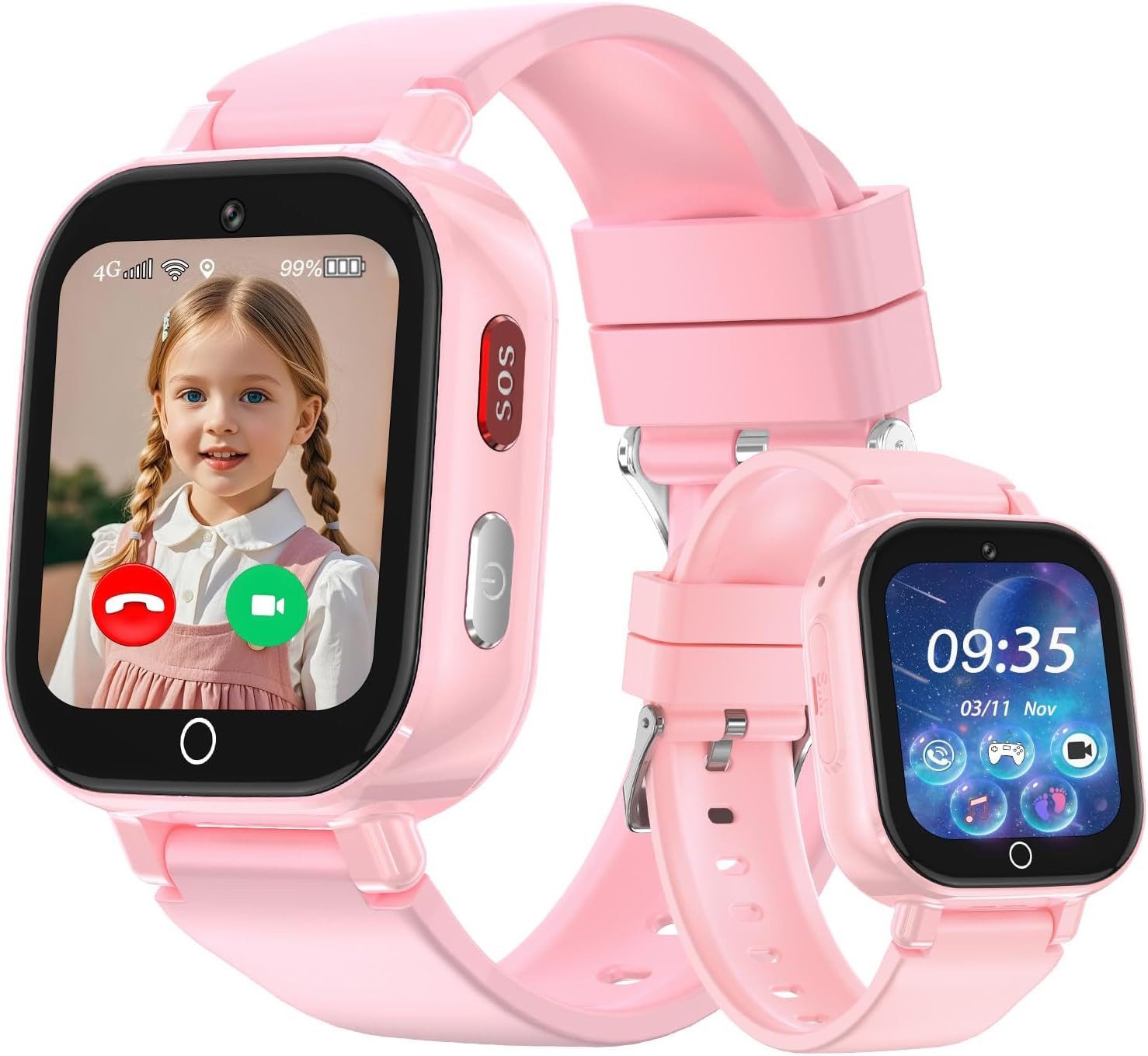 CATGIFF Smartwatch (2,5 cm, sim-karte), Kinder Smartwatch mit sicheren Funktionen