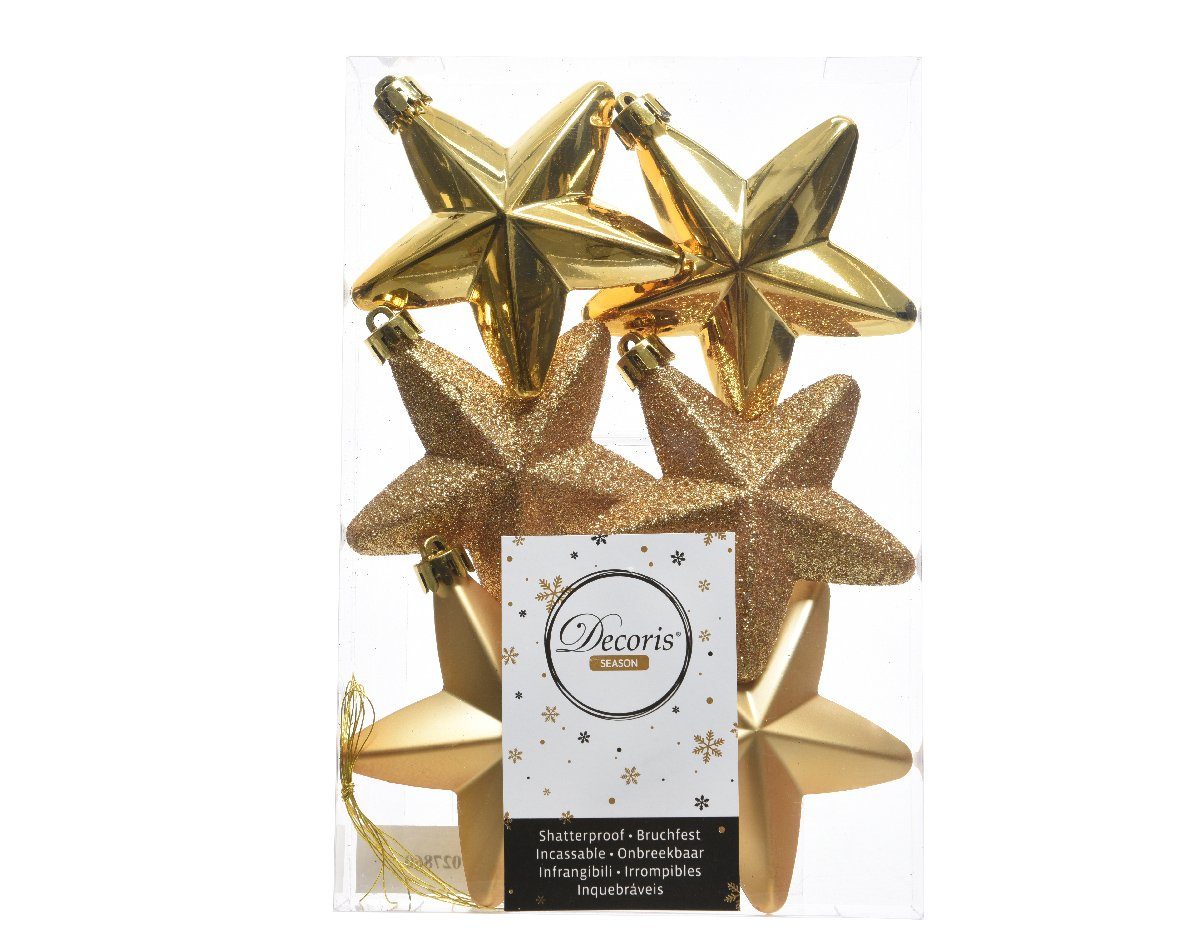 Stück decorations Kunststoff 6 season 7cm - Gold Christbaumschmuck Decoris Sterne Christbaumschmuck,