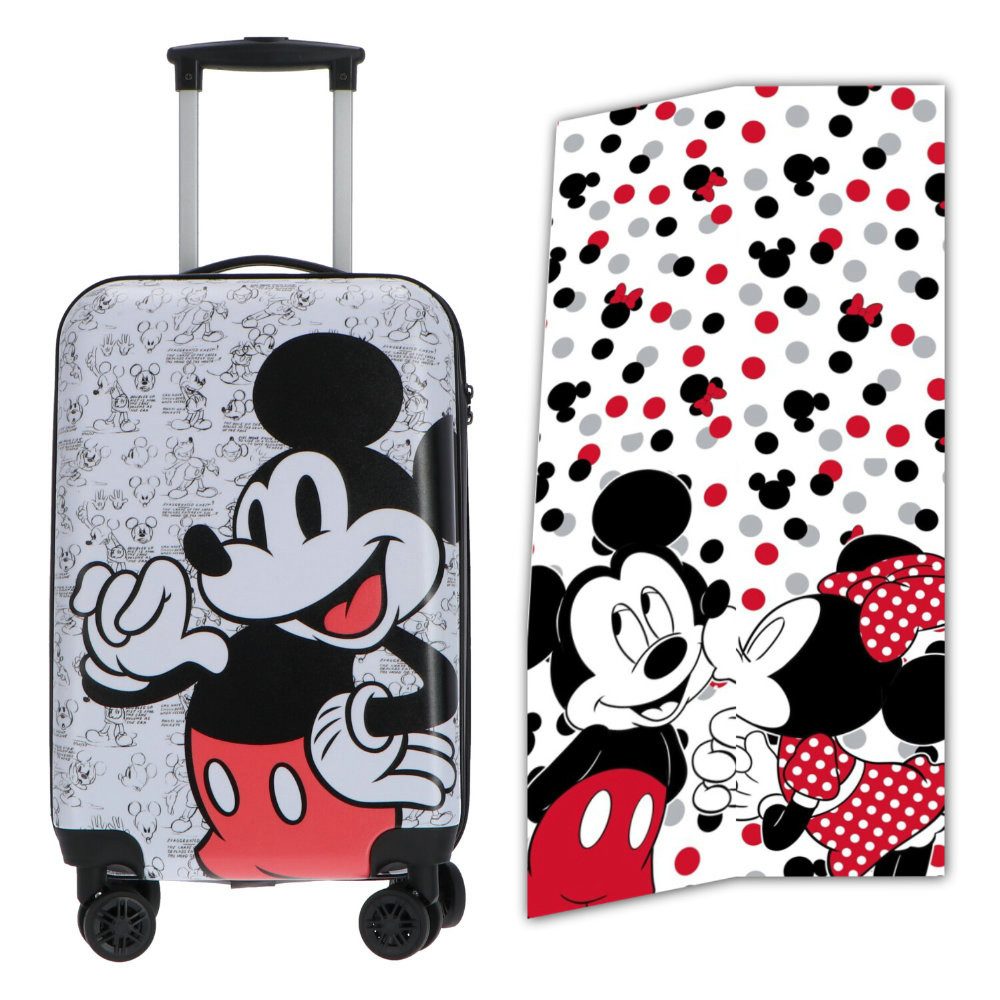 Disney Trolley Disney Mickey Maus 2 tlg Set Mädchen Kinderkoffer Strandtuch 70x140 cm