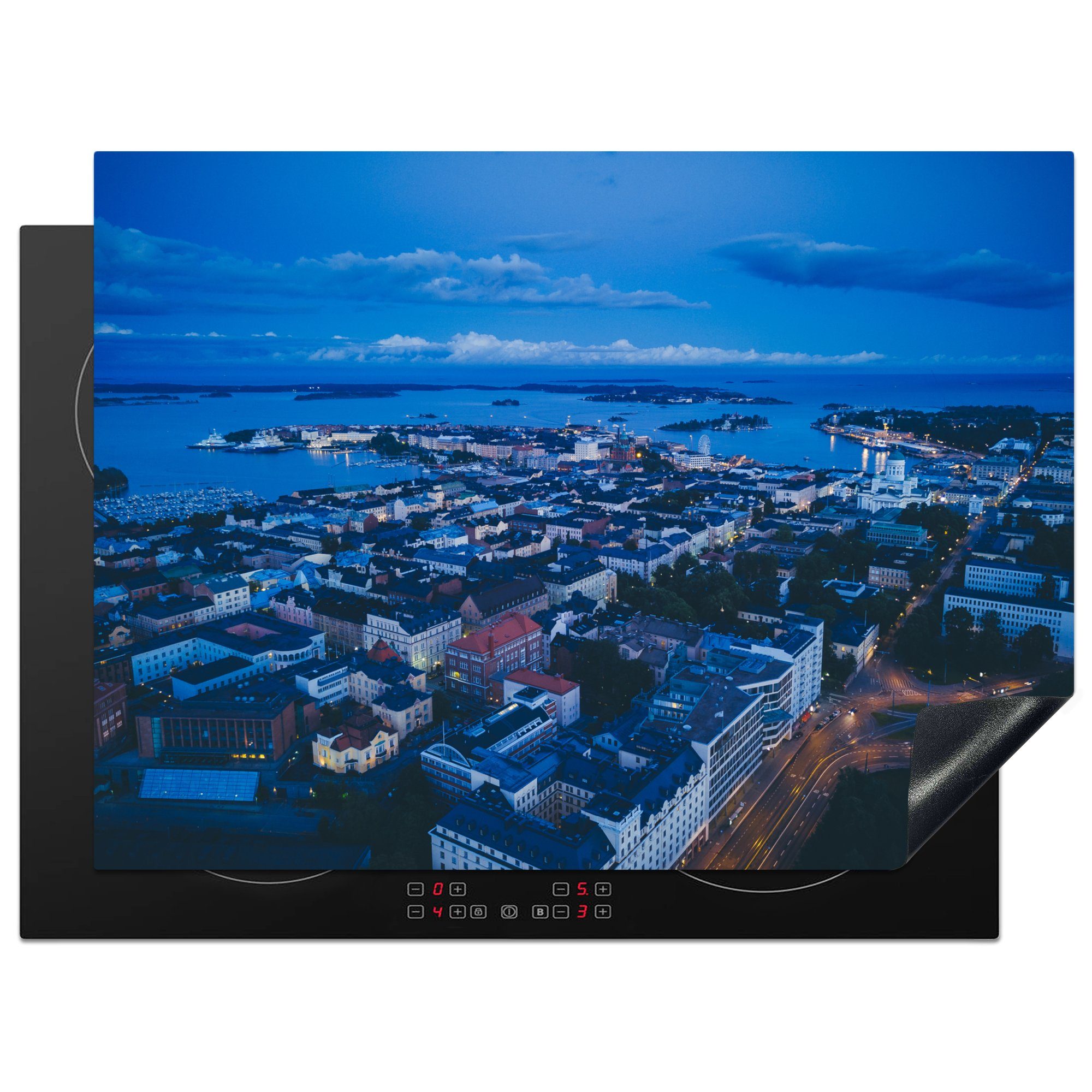 MuchoWow Herdblende-/Abdeckplatte Luftaufnahme von Helsinki, die Schutz tlg), 71x52 cm, Finnland, für (1 Induktionskochfeld Ceranfeldabdeckung küche, Vinyl