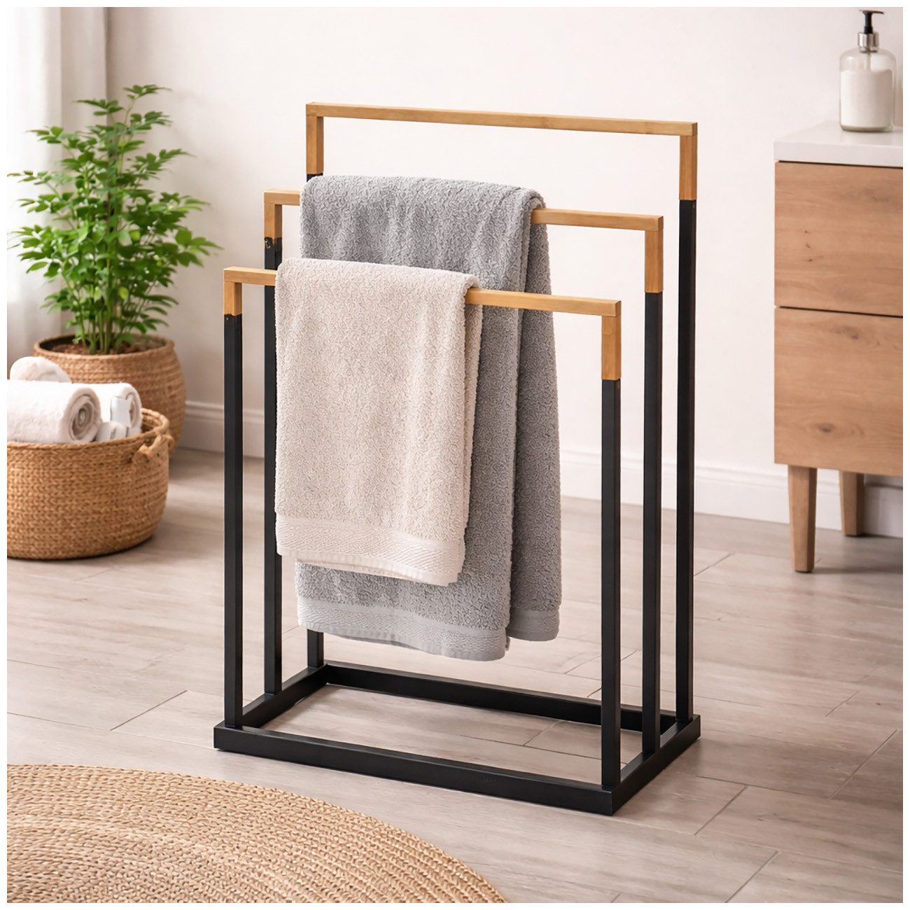 HTI-Living Handtuchhalter Handtuchtrockner mit 3 Stangen Modern in Schwarz, Handtuchhalter Handtuchständer