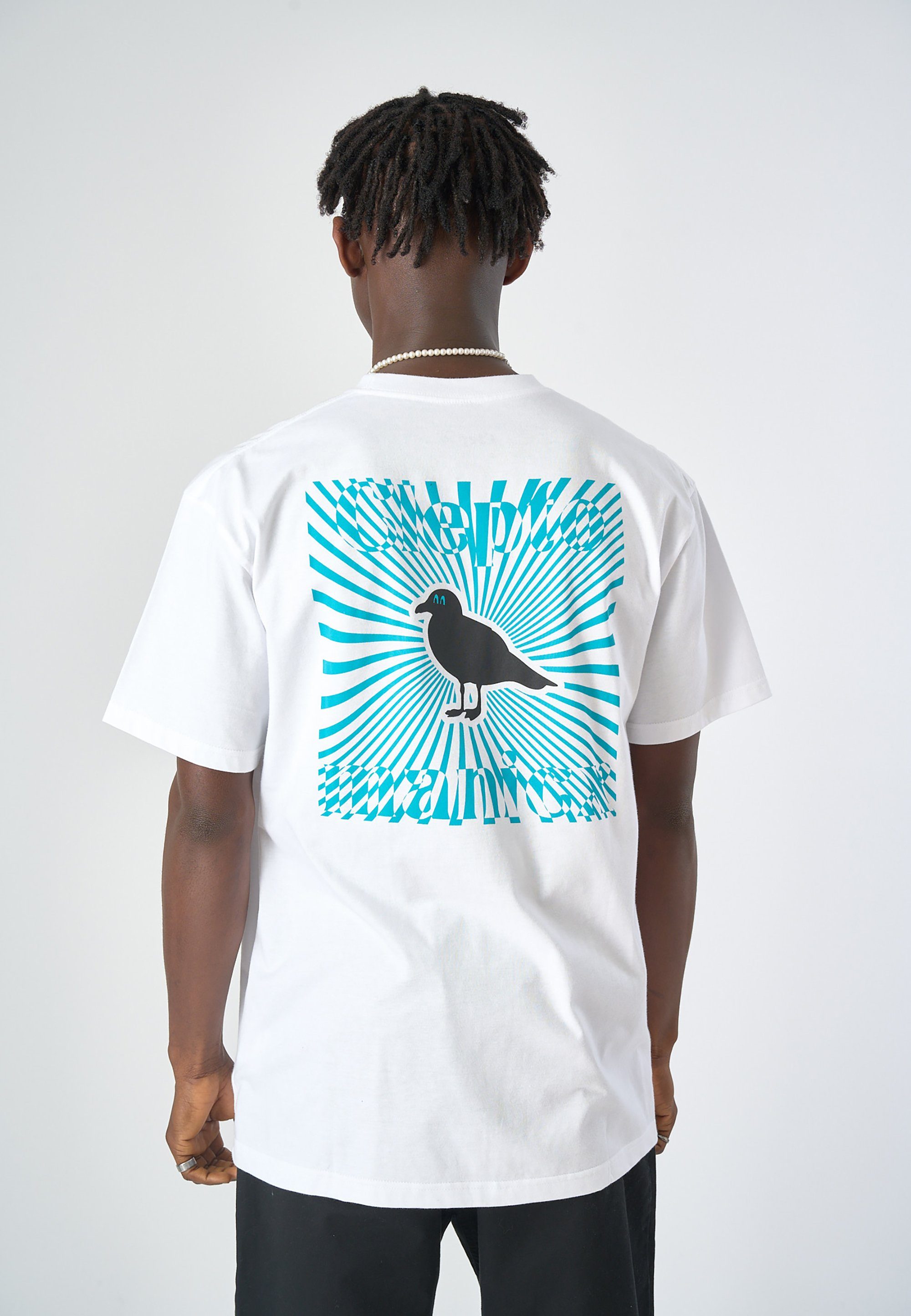 lässigem Gull T-Shirt Backprint Delic Cleptomanicx weiß mit