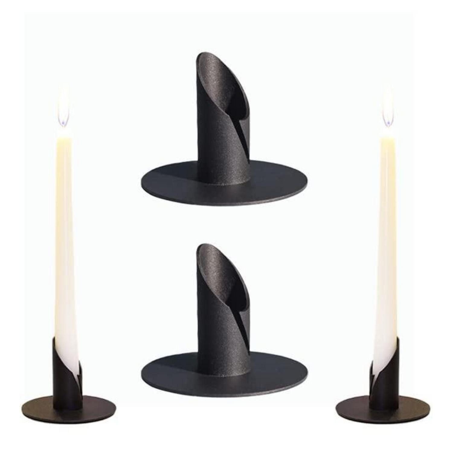 LuxusKollektion Kerzenständer Kerzenständer 4er Set Schwarz Retro