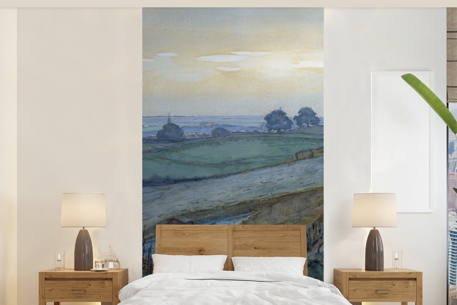 MuchoWow Fototapete Landschaft bei Arnheim - Piet Mondrian, Matt, bedruckt, (2 St), Vliestapete für Wohnzimmer Schlafzimmer Küche, Fototapete