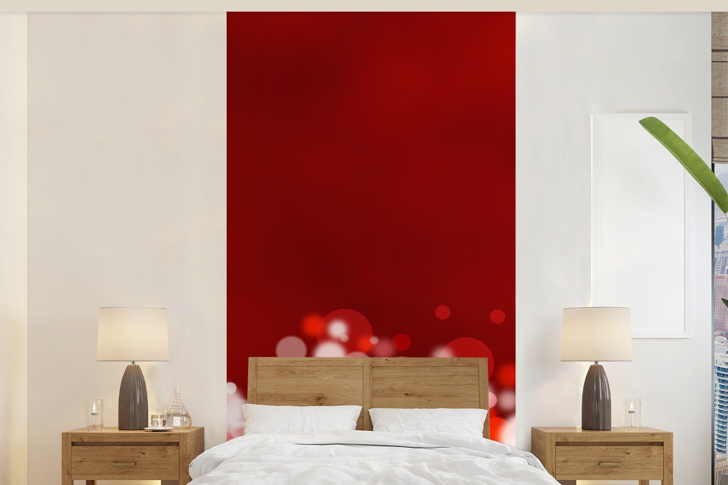 MuchoWow Fototapete Rot - Licht, Wohnzimmer Matt, abstrakt Küche, Fototapete für - bedruckt, (2 Vliestapete St), - Design Schlafzimmer