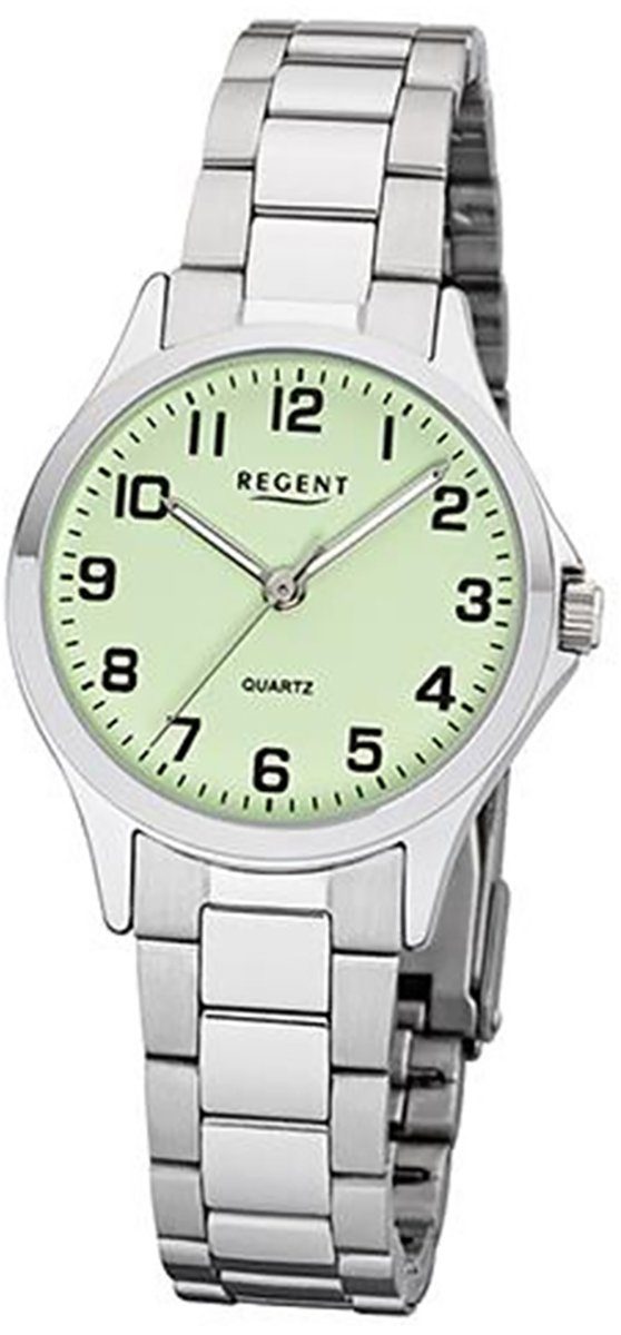 Regent Quarzuhr Regent Damen Uhr 2252408 Metall Quarz, Damen Armbanduhr  rund, klein (ca. 29mm), Metallarmband
