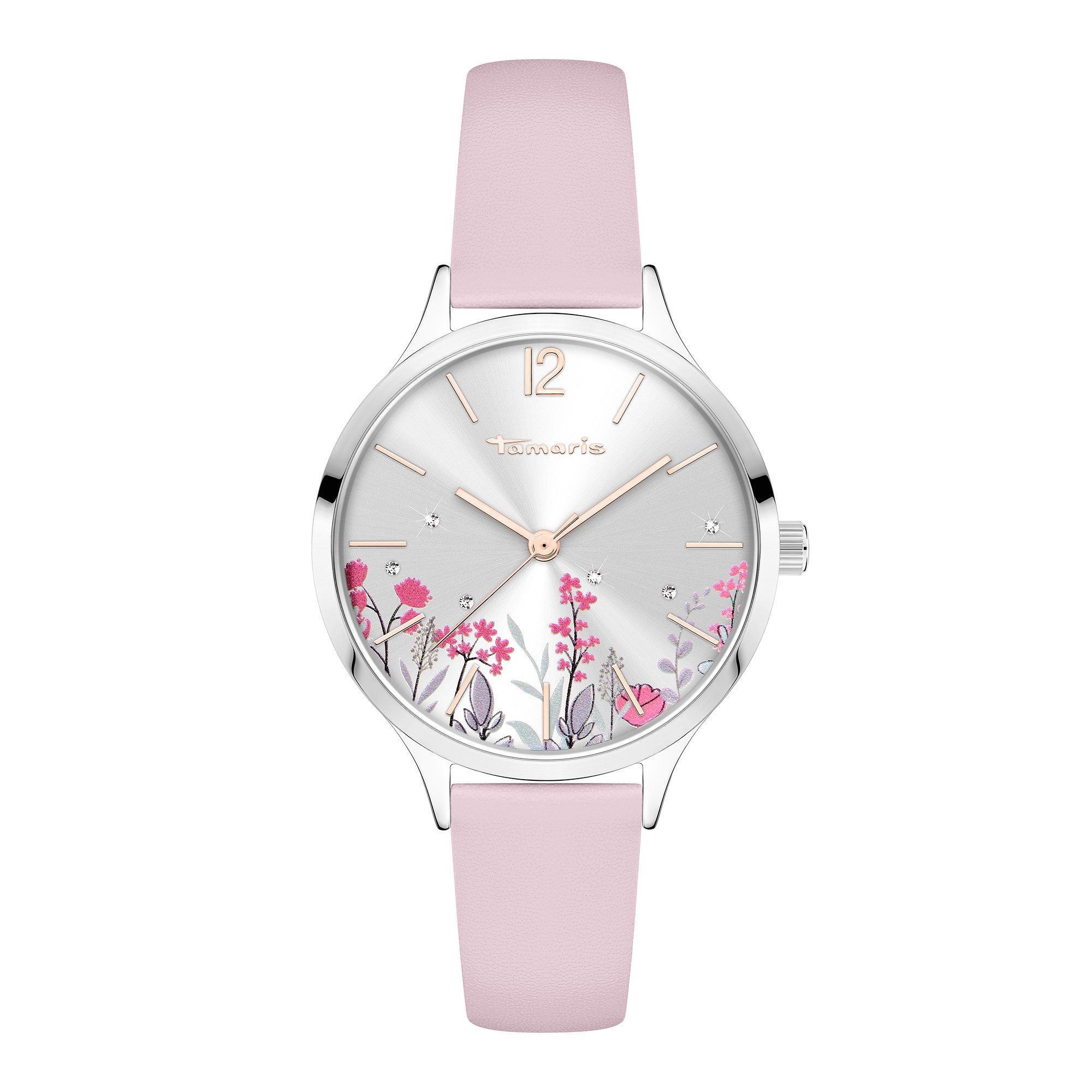 Tamaris Quarzuhr Romantic Flowers TT-0141-LQ, Armbanduhr, Damenuhr, Lederar günstig online kaufen