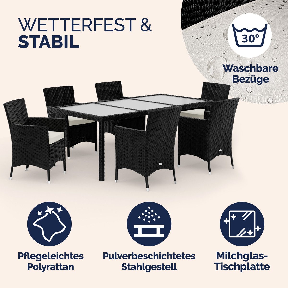 Casaria Garten-Essgruppe, Stühle stapelbar mit 7cm günstig online kaufen