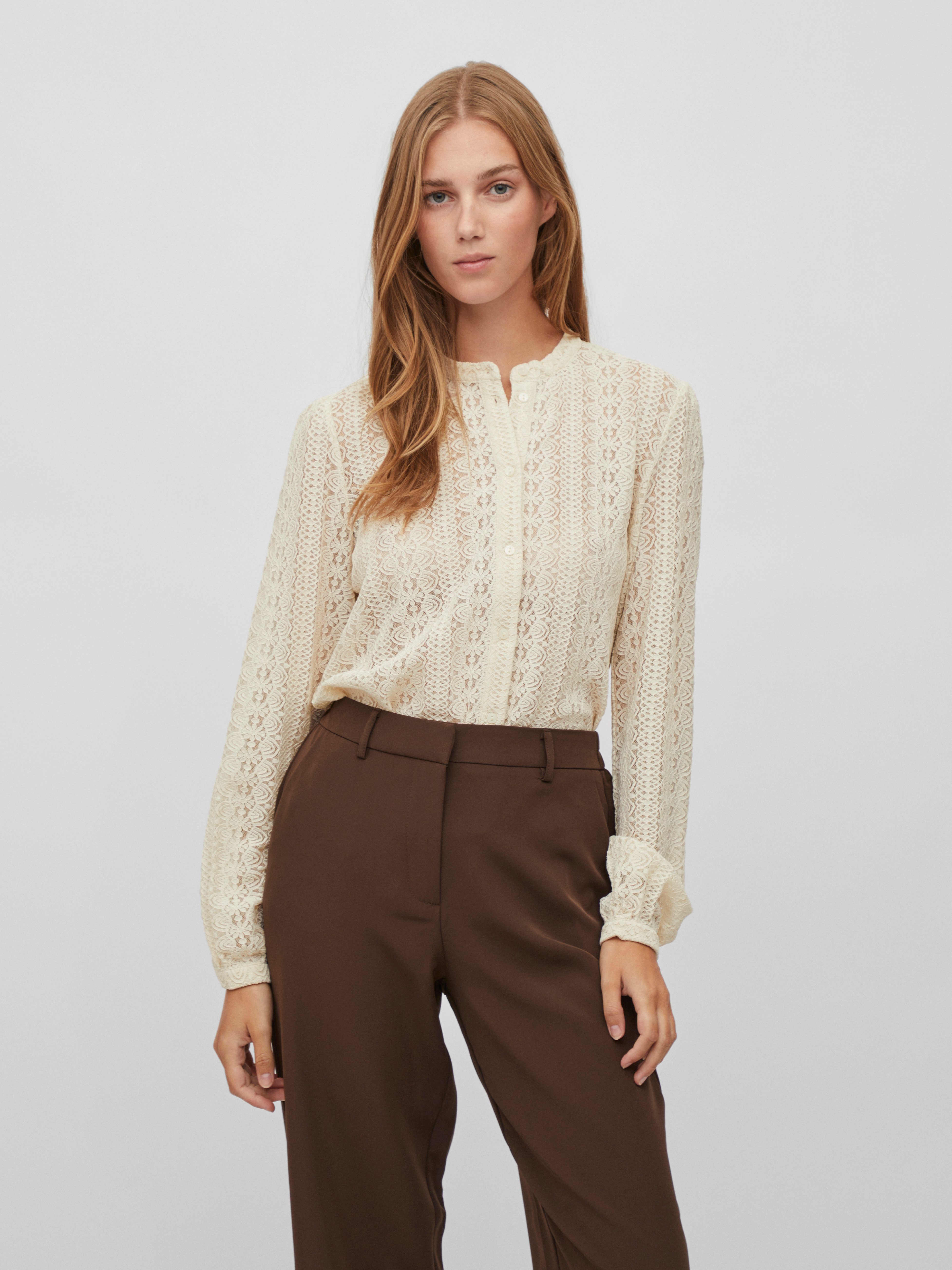 Blusenshirt VICHIKKA LACE L/S SHIRT- NOOS