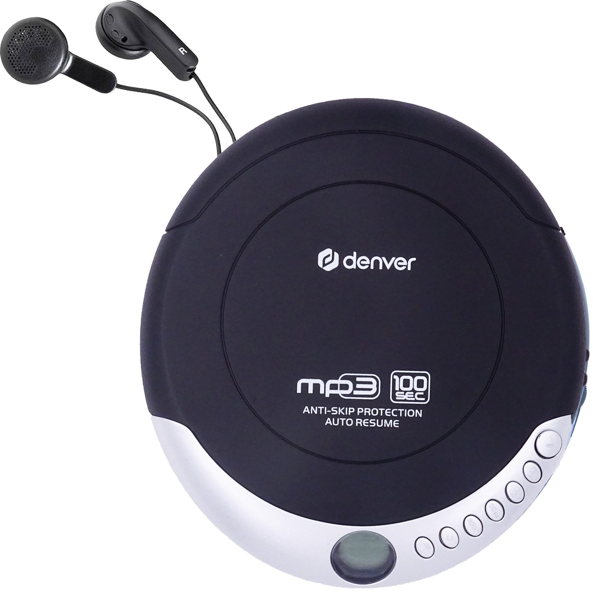 Denver DMP-391 CD-Player (Antishock (40 s CD / 100 s MP3), Autoresume, Bass Boost (BBS), Programmierfunktion, Ohrhörer inkl)