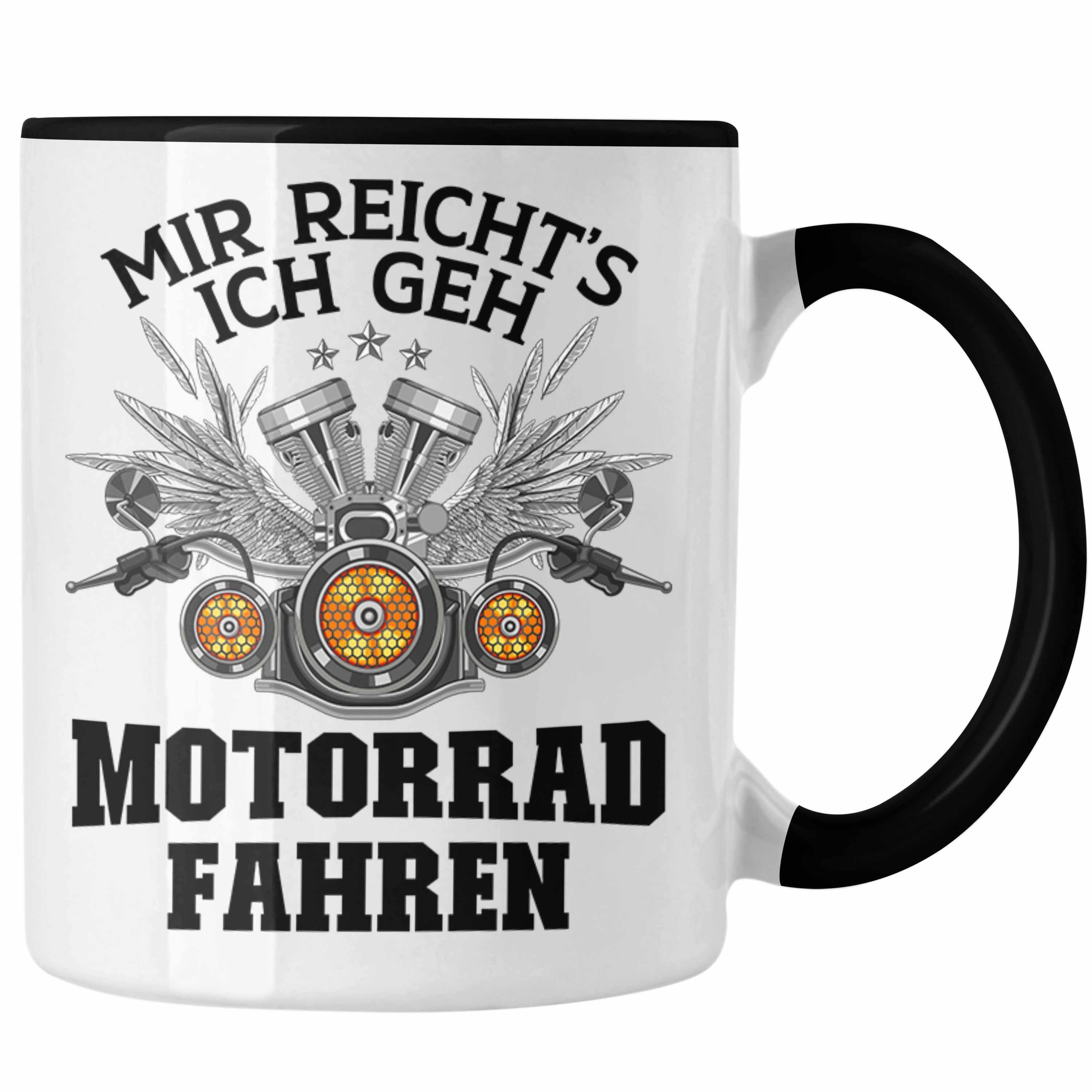 Trendation Tasse Trendation - Motorradfahrer Geschenk für Männer Motorrad Tasse mit Spruch Kaffeetasse für Biker Herren Schwarz