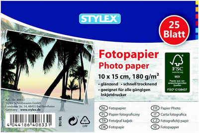 Stylex Schreibwaren Fotopapier 25 Blatt Fotopapier / 10 x 15 cm / glänzend / 180g/m²