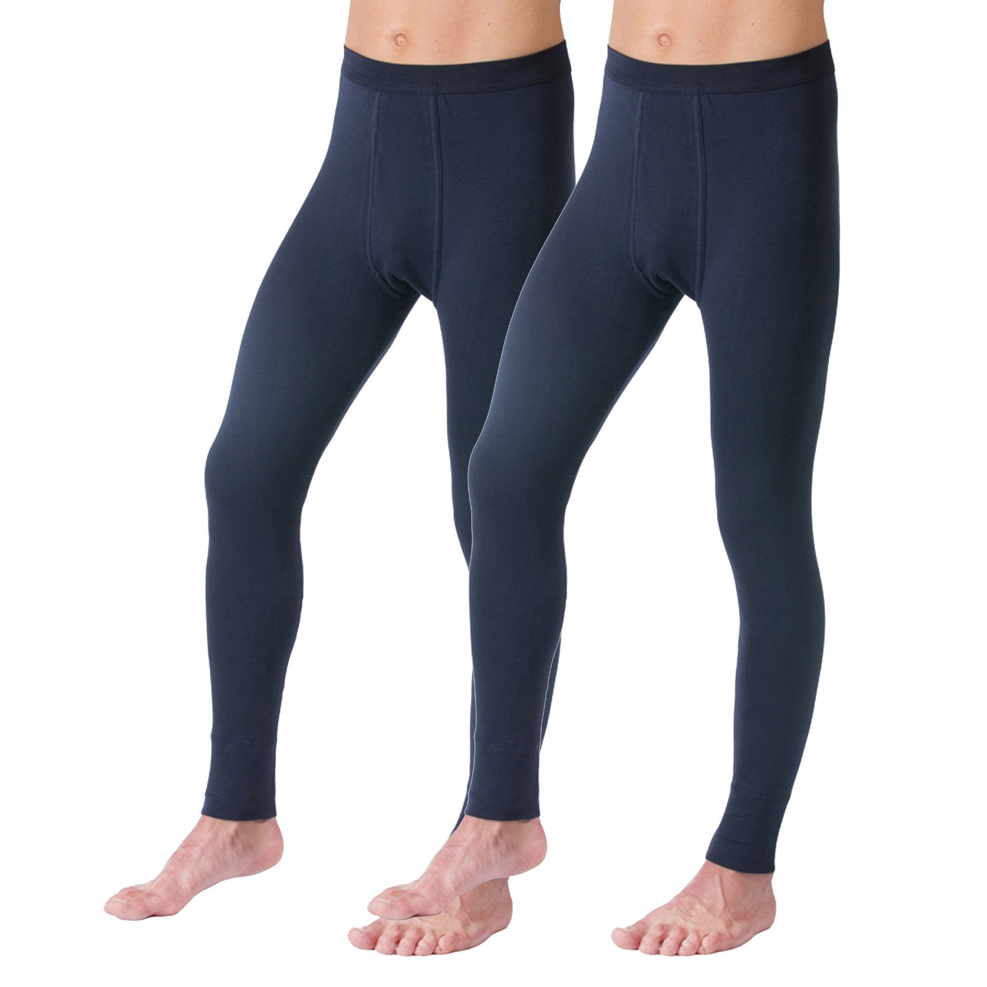 HERMKO Lange Unterhose 3540 (Pack, 2er) Bio-Baumwolle mit Eingriff Weichbund basic hergestellt in EU