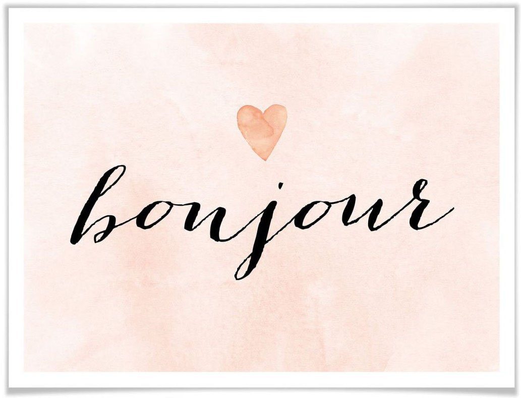 Wall-Art Poster Bonjour, Poster, Wandbild, Wandposter (1 Bild, St), Schriftzug