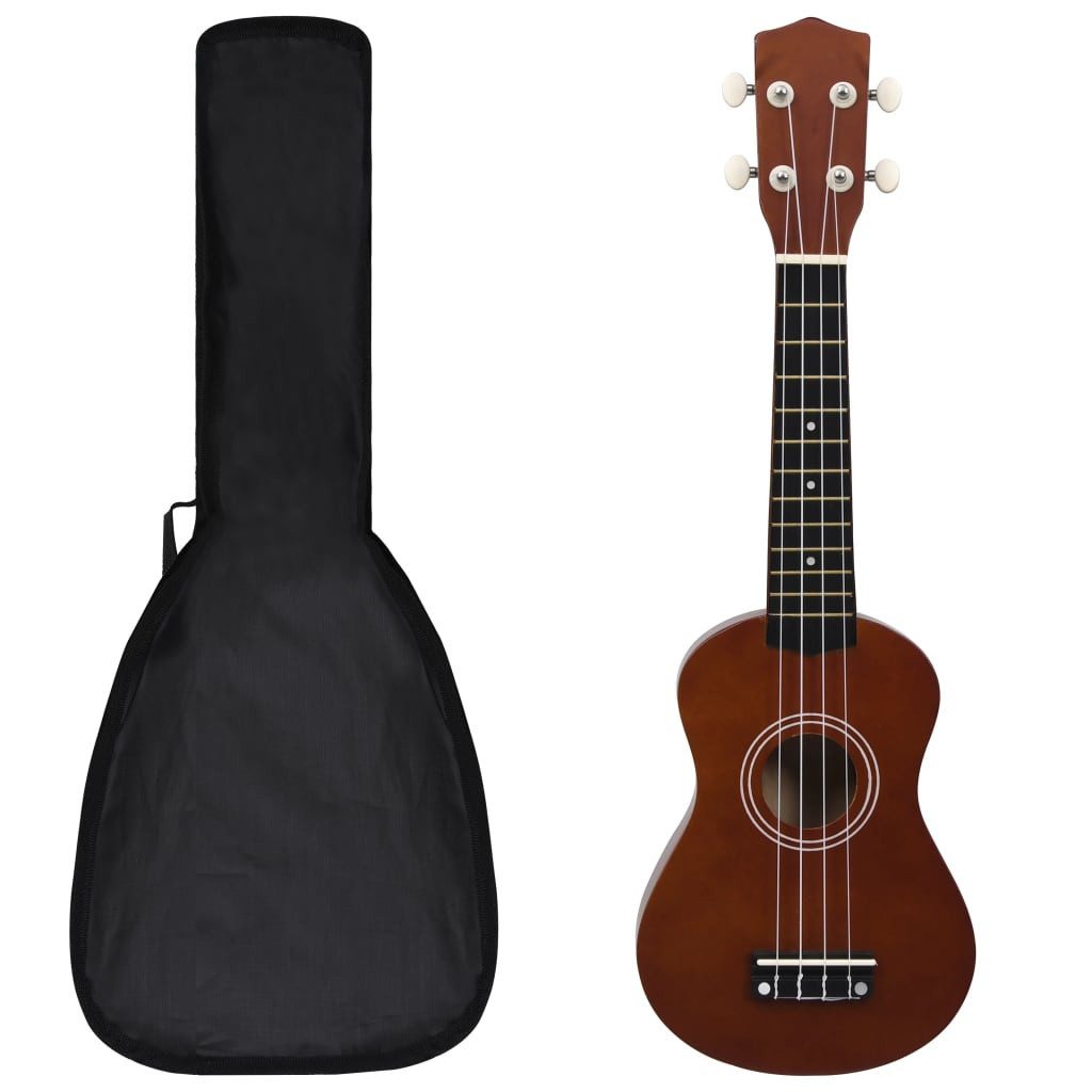 vidaXL Ukulele Sopran Ukulele Set für Kinder mit Tasche Dunkles Holz 21"